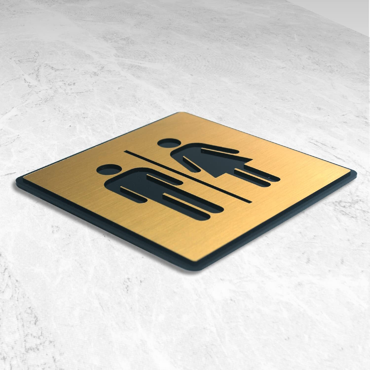 Vertical Root Inc Premium Brush Finish Gold Acrylic Unisex Washroom Men Women Sign Easy To Mount 3M Double Side Tape 5.8 Inch Self-Adhesive Business Stores Cafe Shop Hospital School Office Hotel