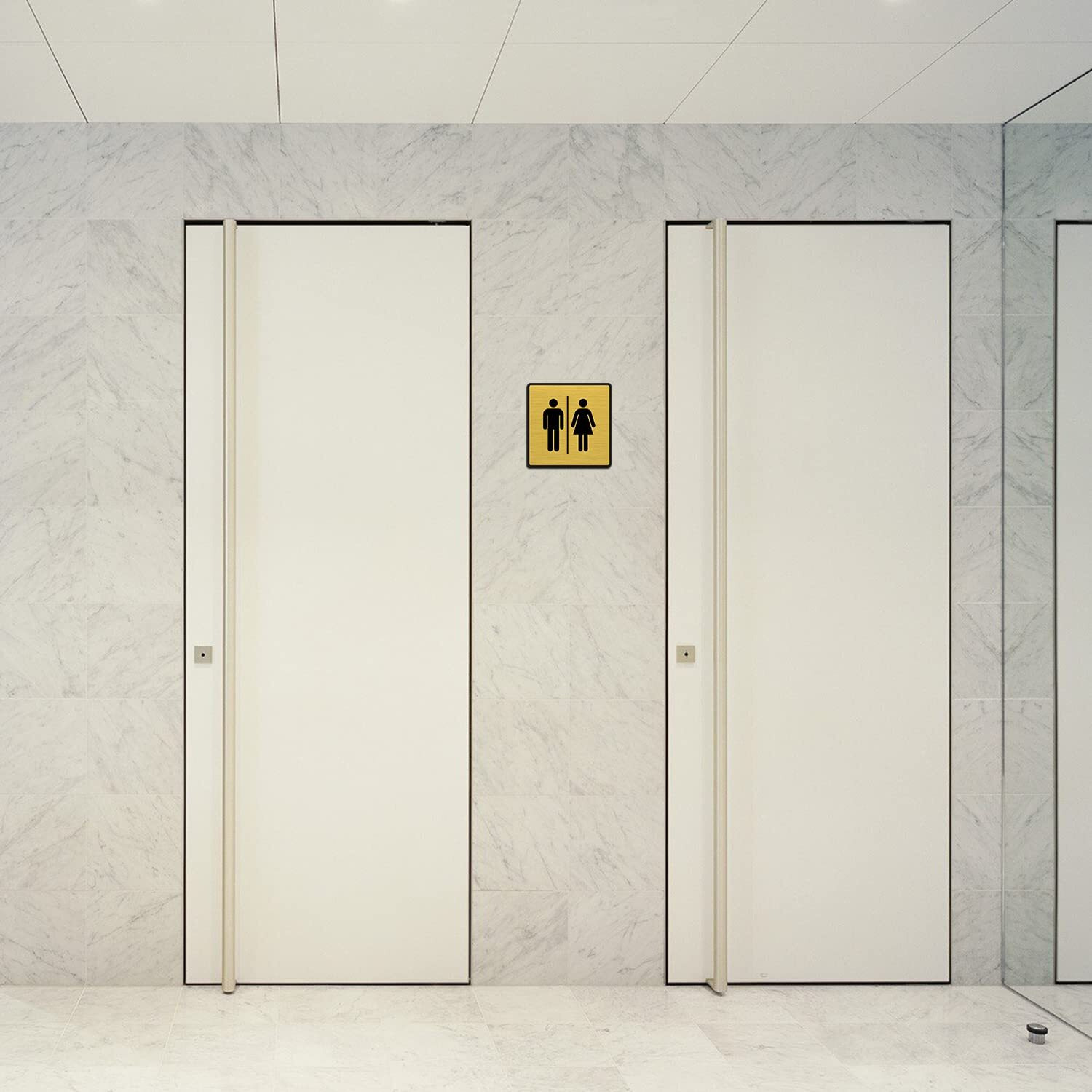 Vertical Root Inc Premium Brush Finish Gold Acrylic Unisex Washroom Men Women Sign Easy To Mount 3M Double Side Tape 5.8 Inch Self-Adhesive Business Stores Cafe Shop Hospital School Office Hotel
