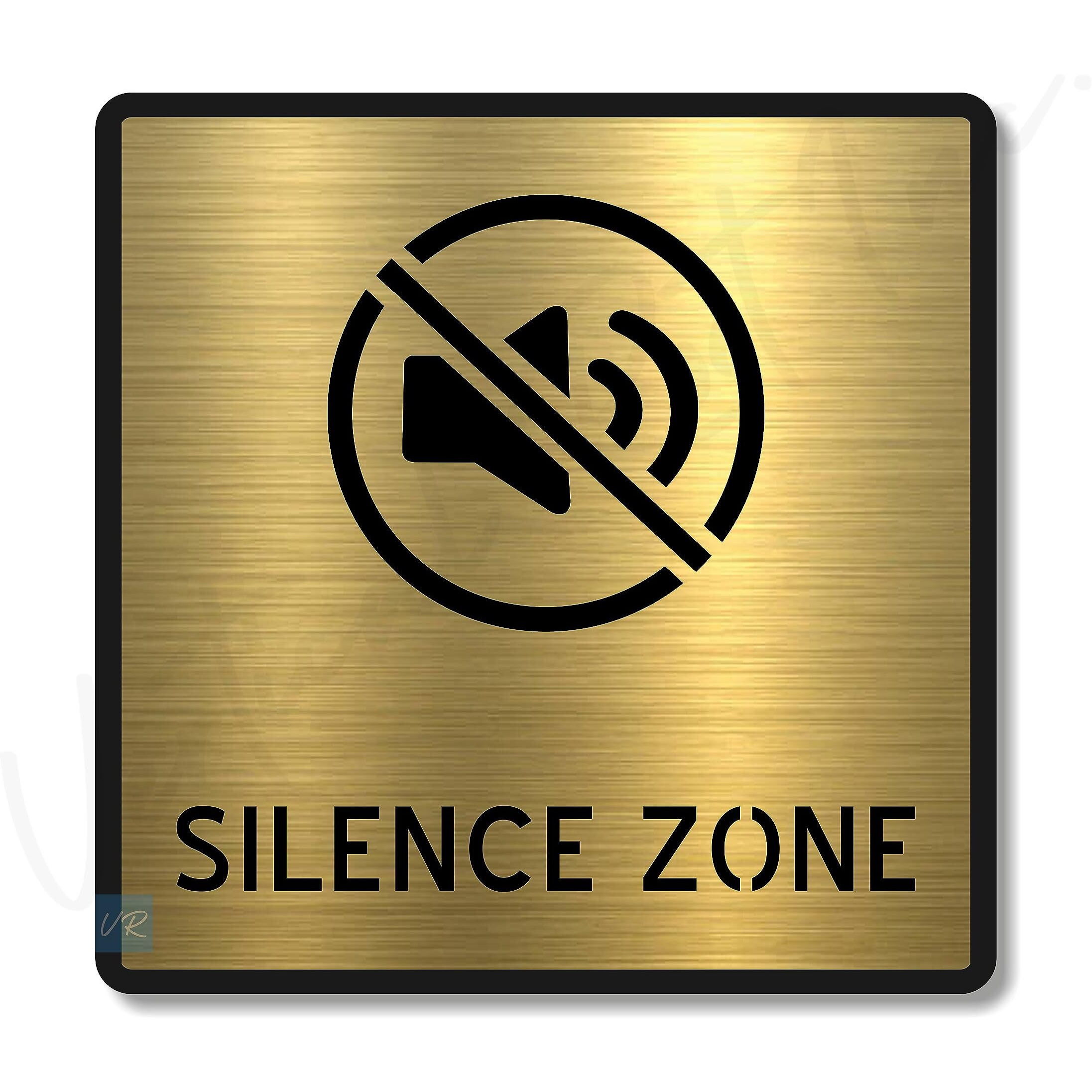 Vertical Root Inc Premium Brush Finish Gold Acrylic Silence Zone Door Sign Easy To Mount 3M Self-Adhesive Tape 5.8 Inch Signage For Office Corporate Hospital Business