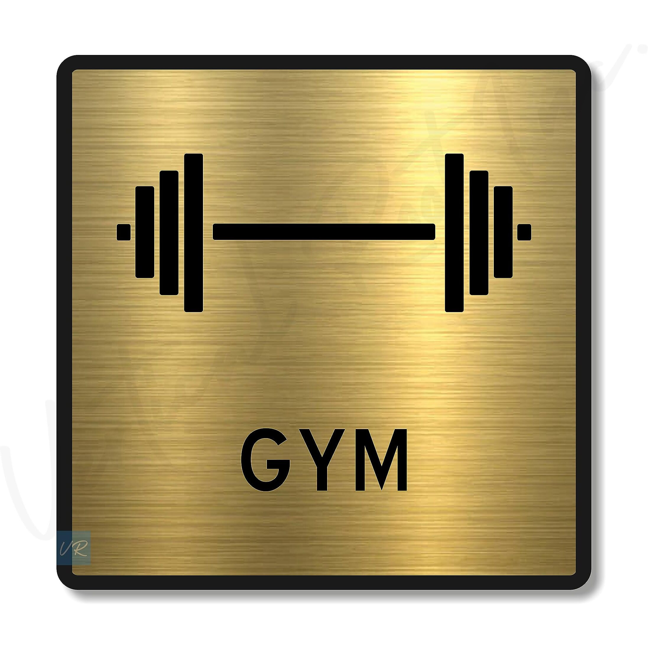Vertical Root Inc Premium Brush Finish Gold Acrylic Gym Sign Easy To Mount 3M Double Side Tape 5.8 Inch Signage Self-Adhesive For Clubhouse Gym Resort Hotel Fitness House Society