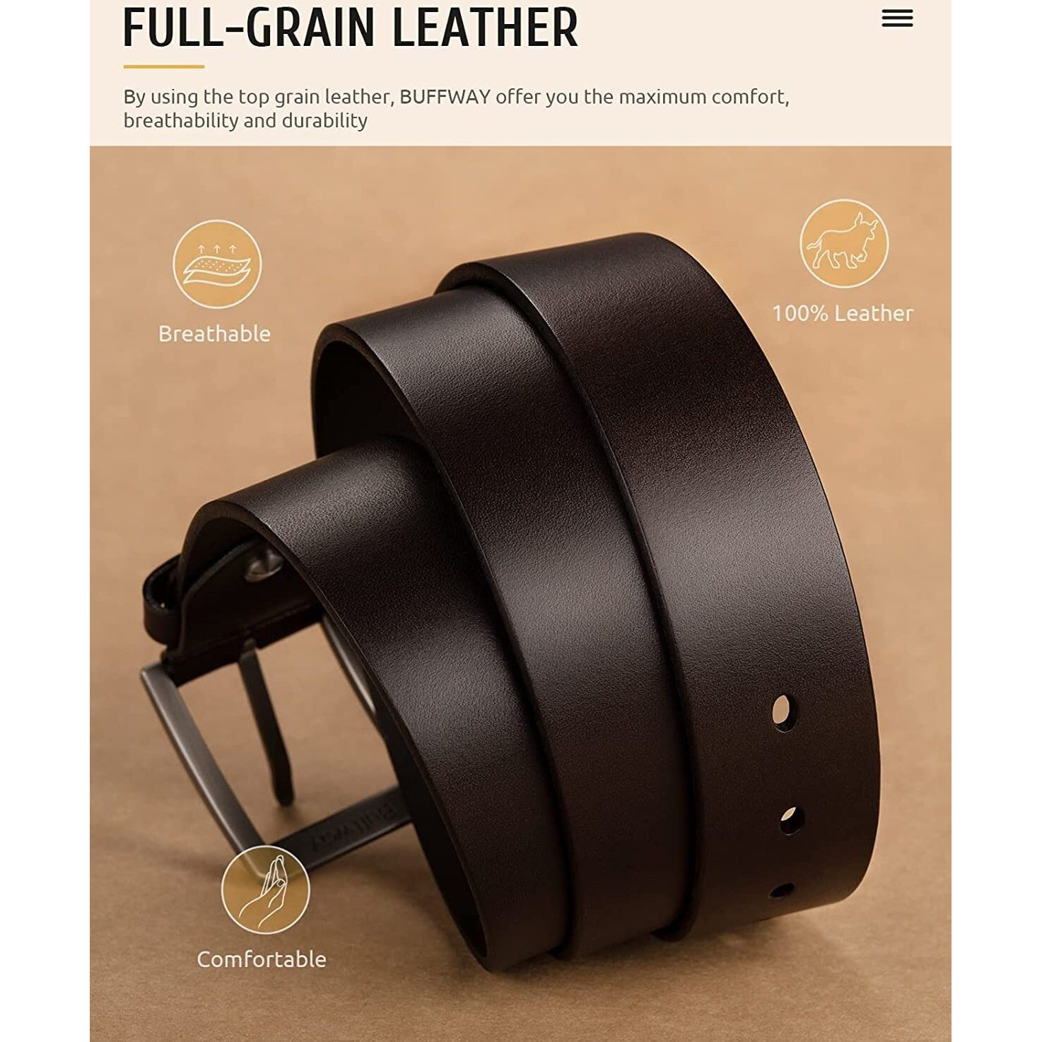 Urban Alfami Genuine Leather Belt For Men | Brown | Tmbr-19 | Size 40