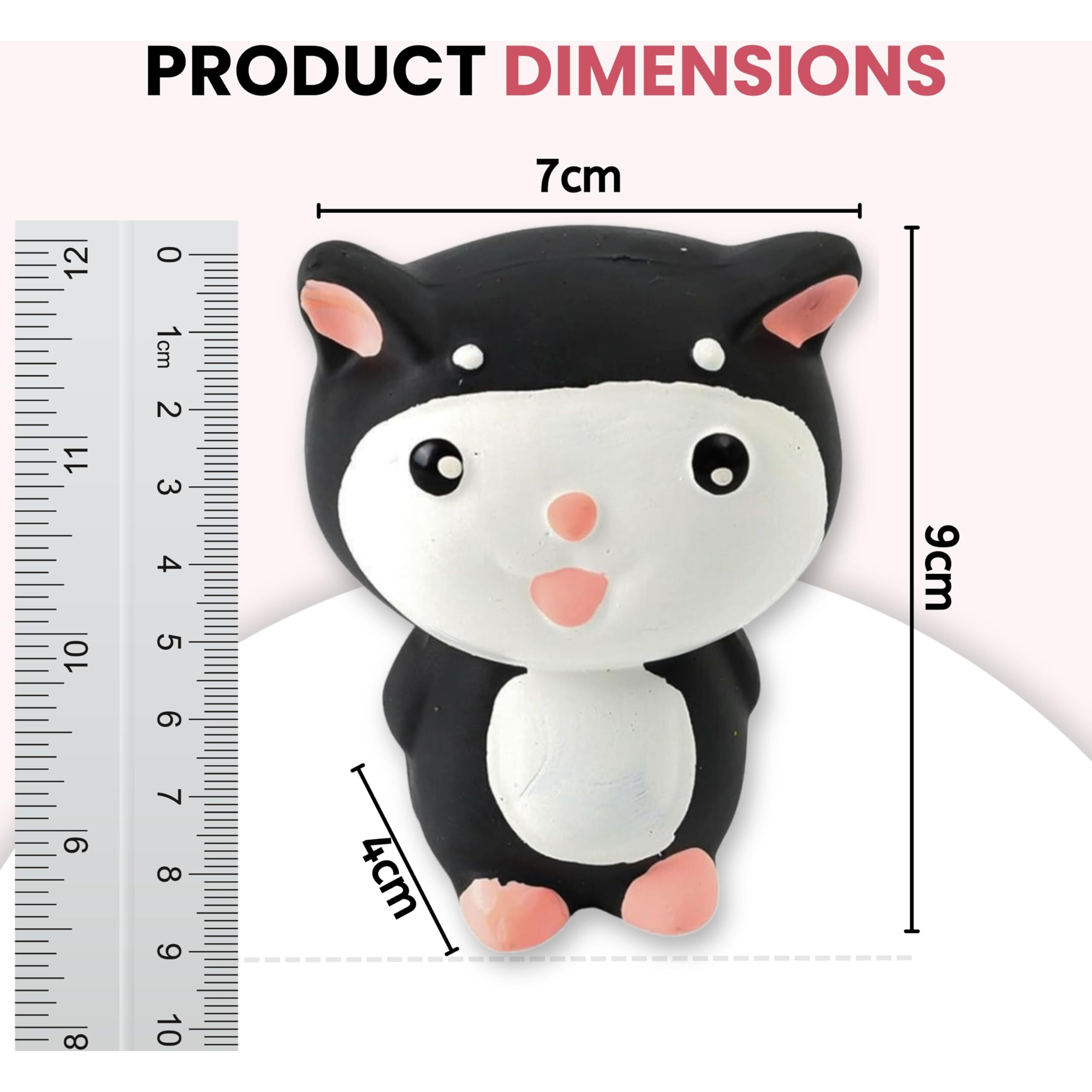 Foodie Puppies Natural Latex Rubber Squeaky Black & White Puppy (Kitty Toy) | Suitable For Puppy, X-Small To Small Dogs (0-10Kgs)| Animal Design, Fetch & Chew Safe Play Toy (Small)