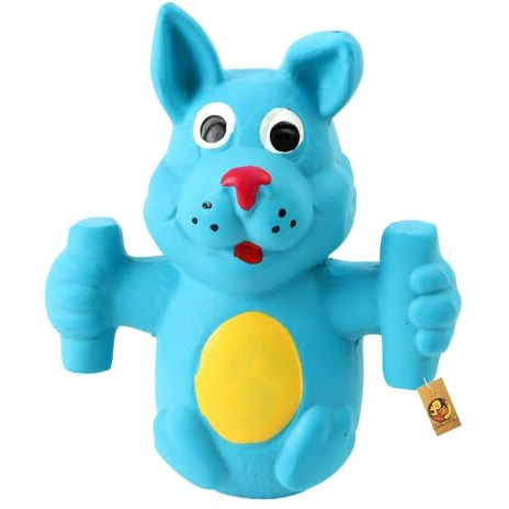 Foodie Puppies Natural Latex Rubber Squeaky Dog Toy - (Blue Doggy) | Small To Medium Dogs & Puppy | Durable, Animal Design, Fetch & Chew Safe Play Toy | Reduce Separation Anxiety