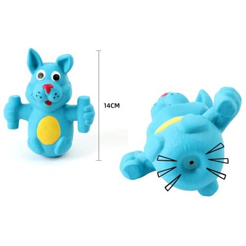 Foodie Puppies Natural Latex Rubber Squeaky Dog Toy - (Blue Doggy) | Small To Medium Dogs & Puppy | Durable, Animal Design, Fetch & Chew Safe Play Toy | Reduce Separation Anxiety