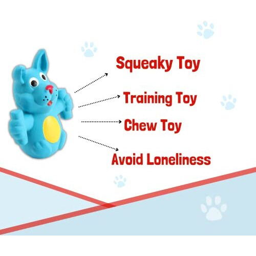 Foodie Puppies Natural Latex Rubber Squeaky Dog Toy - (Blue Doggy) | Small To Medium Dogs & Puppy | Durable, Animal Design, Fetch & Chew Safe Play Toy | Reduce Separation Anxiety
