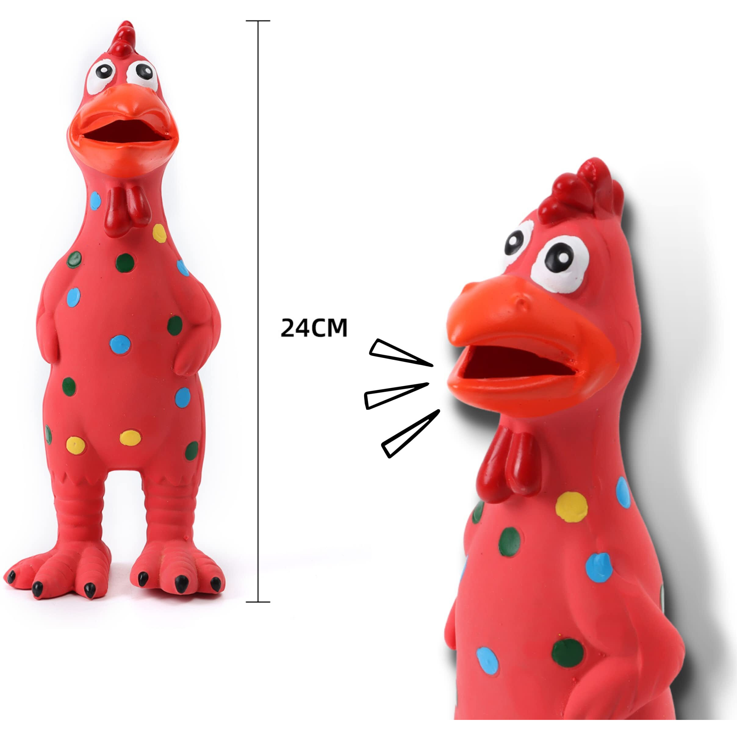 Foodie Puppies Natural Latex Rubber Squeaky (Pink Hen) Dog Toy | Small To Medium Dogs & Puppy | Durable, Animal Design, Fetch & Chew Safe Play Toy | Reduce Separation Anxiety