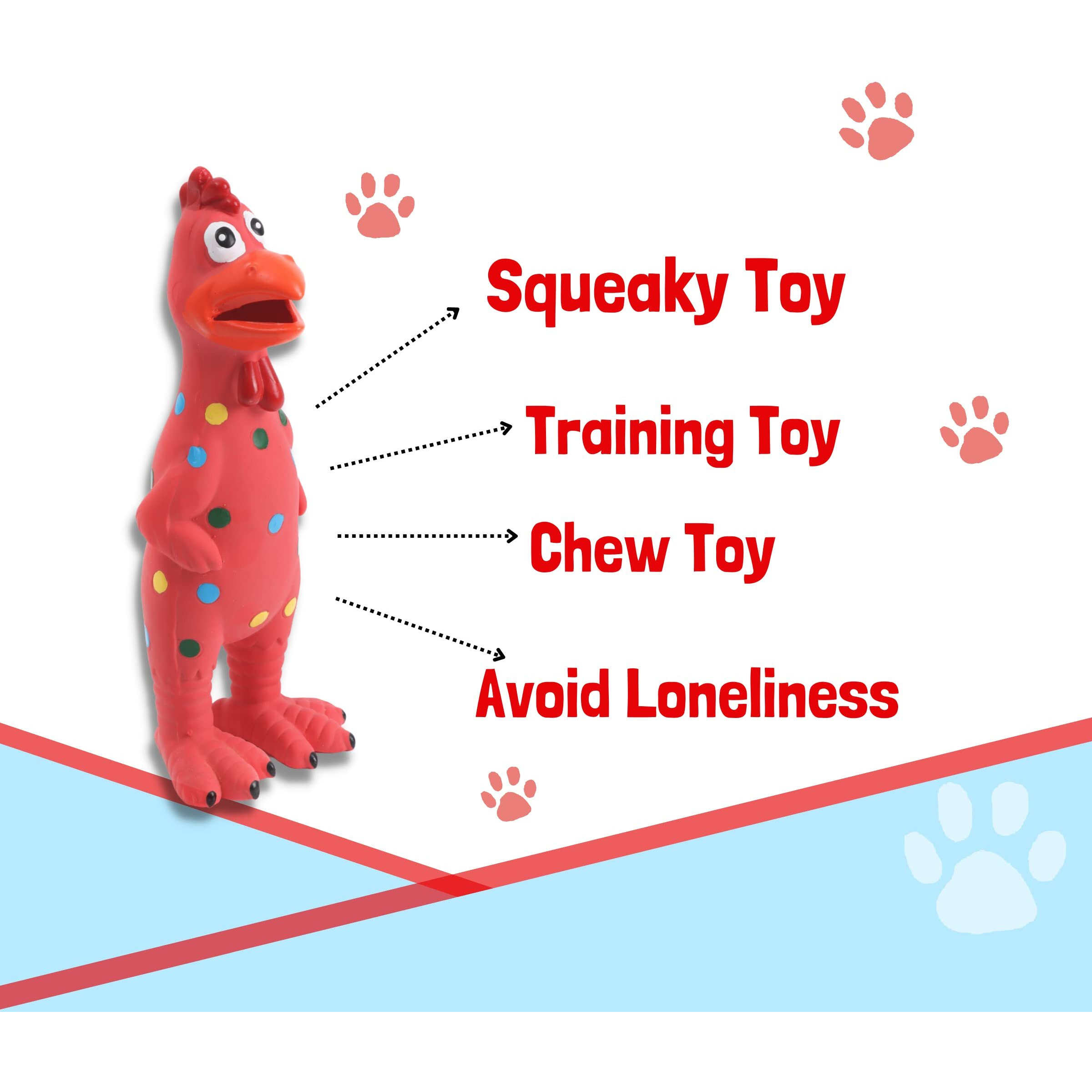 Foodie Puppies Natural Latex Rubber Squeaky (Pink Hen) Dog Toy | Small To Medium Dogs & Puppy | Durable, Animal Design, Fetch & Chew Safe Play Toy | Reduce Separation Anxiety