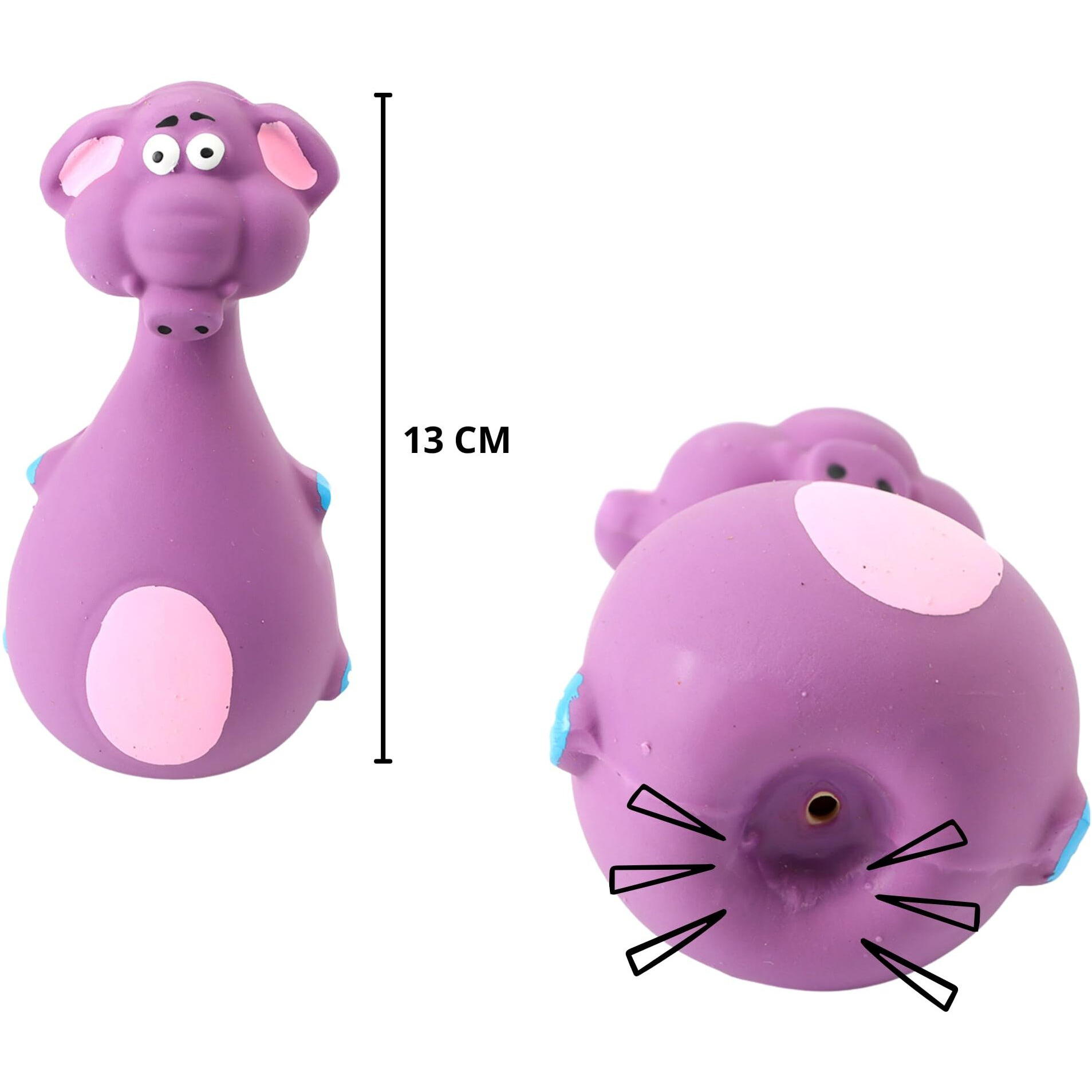 Foodie Puppies Natural Latex Rubber Squeaky Chew Toy - (Purple Elephant, 13Cm), Suitable For Puppy, X-Small To Small Dogs | Durable, Animal Design, Fetch & Chew Toy