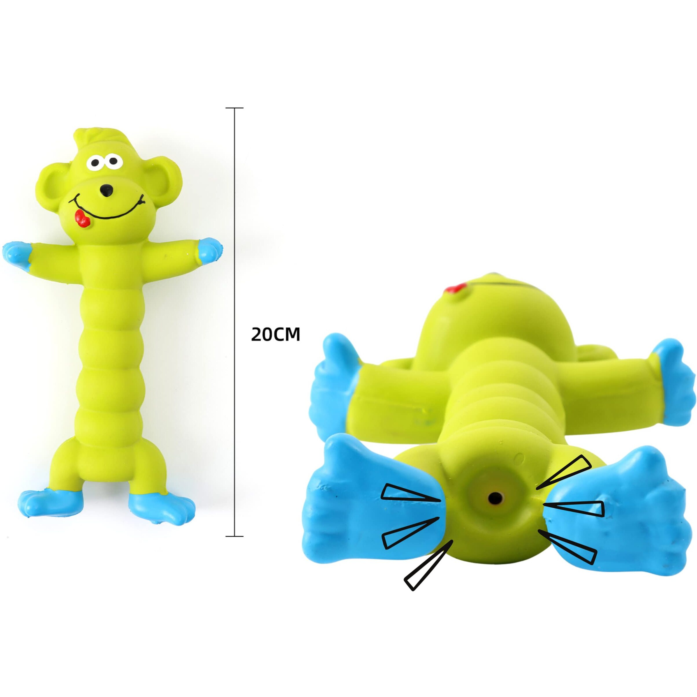 Foodie Puppies Interactive Latex Squeaky Chew Dog Toy - (Green Monkey, 20Cm) | Small To Medium Dogs & Puppies | Durable, Rubber, Non-Toxic, Animal Design Playing & Fetching Pet Toy | Reduce Anxiety