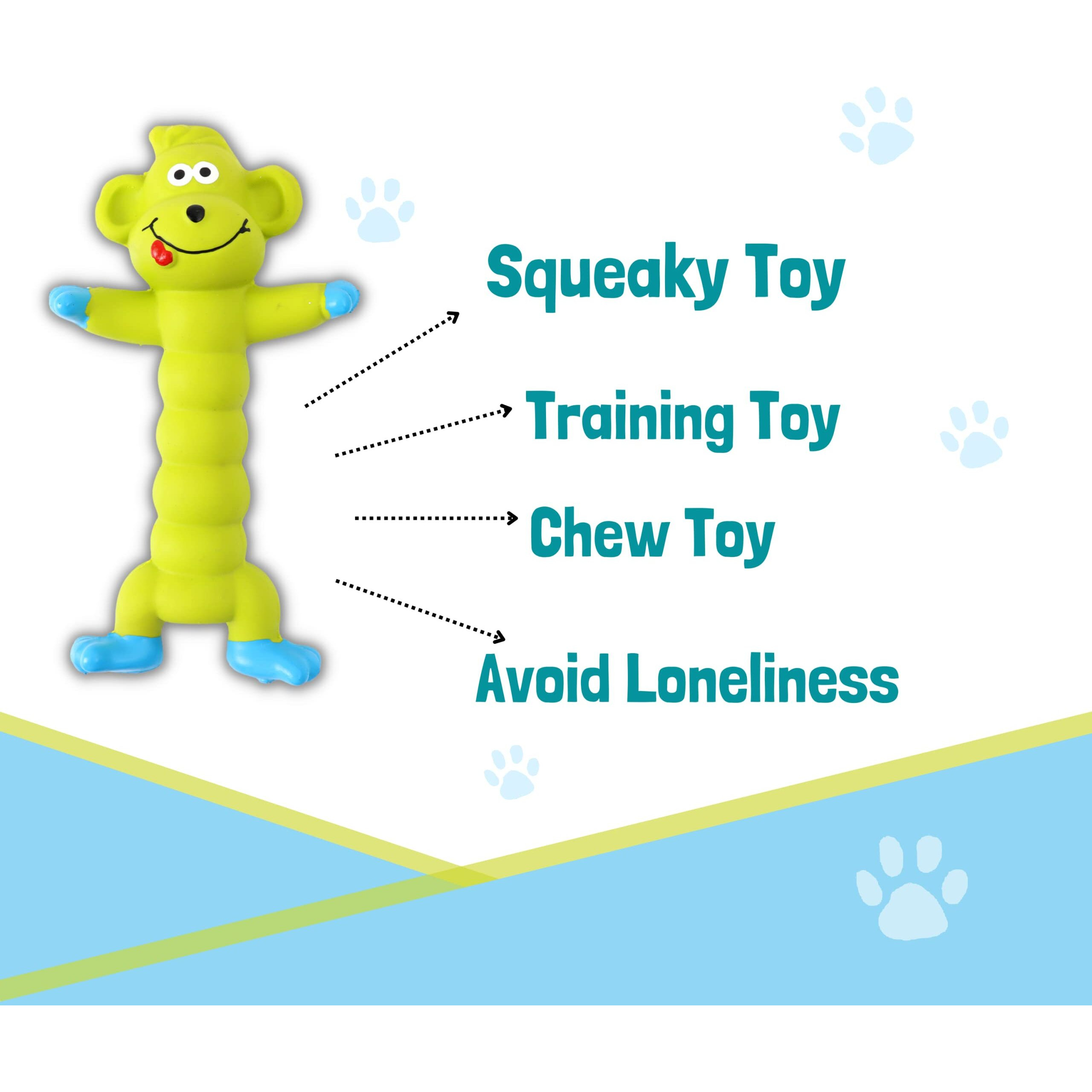 Foodie Puppies Interactive Latex Squeaky Chew Dog Toy - (Green Monkey, 20Cm) | Small To Medium Dogs & Puppies | Durable, Rubber, Non-Toxic, Animal Design Playing & Fetching Pet Toy | Reduce Anxiety