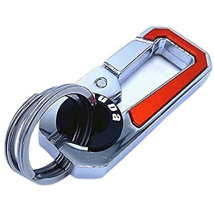 Omuda Stylish Hook Locking Silver Metal Carabiner Double Ring Hook Metal Key Chain For Men & Women