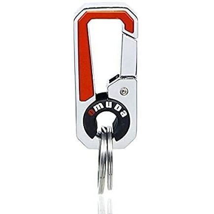 Omuda Stylish Hook Locking Silver Metal Carabiner Double Ring Hook Metal Key Chain For Men & Women