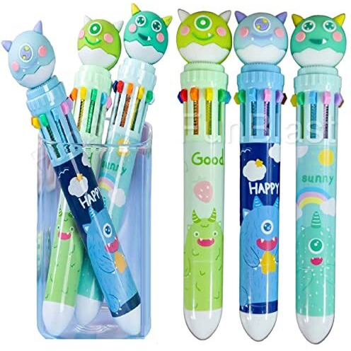 Funblast 10 In 1 Pens For Kids Ball Pen Set For School&Office-Cartoon Pen For Office,School Stationery Items For Kids-Stationary Kit,Stationary Set,Birthday Return Gift (12-Unit),Blue