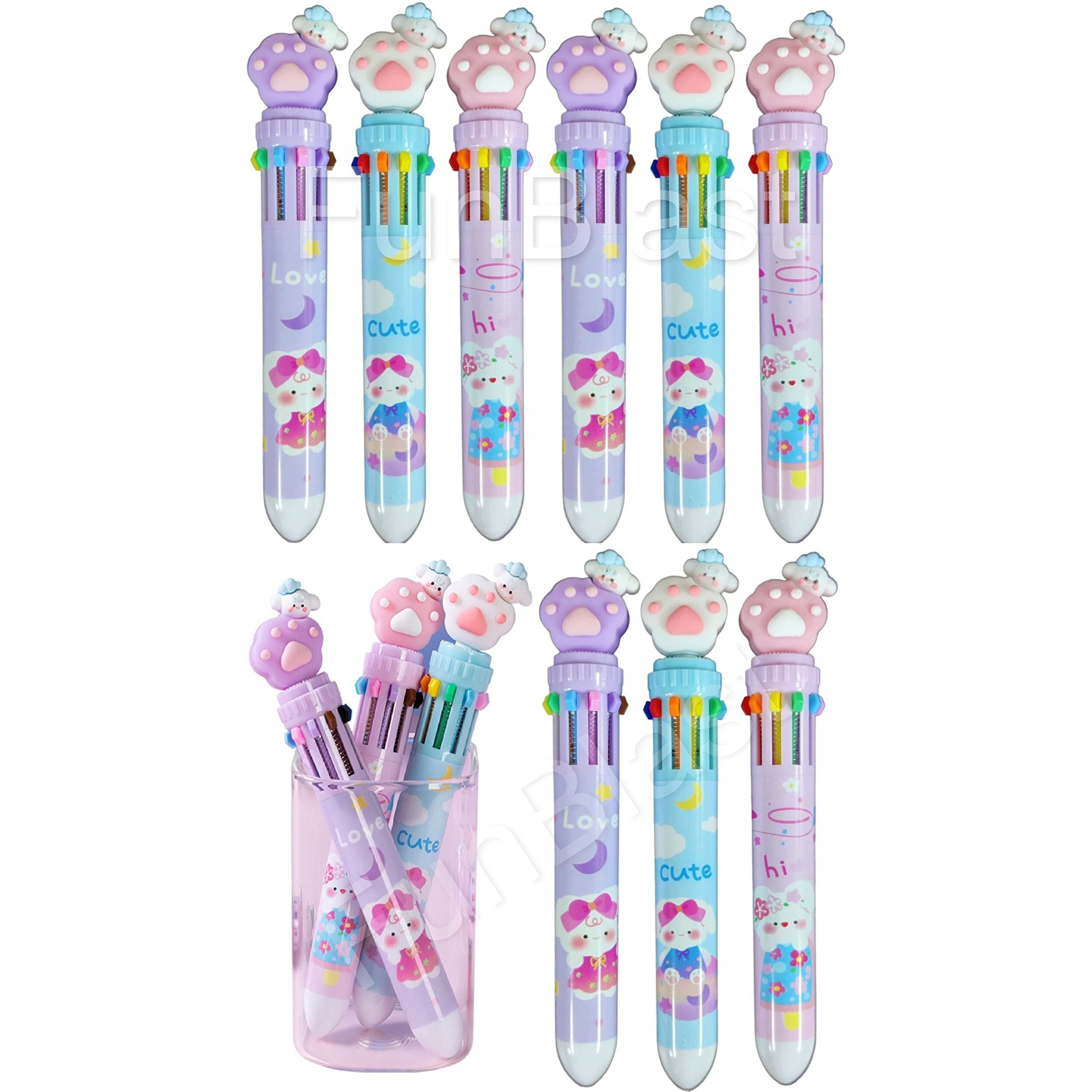 Funblast 10 In 1 Pens For Kids Ball Pen Set For School & Office - Cartoon Pen For Office, School Stationery Items For Kids - Stationary Kit, Stationary Set, Birthday Return Gift (Pack Of 12) Blue