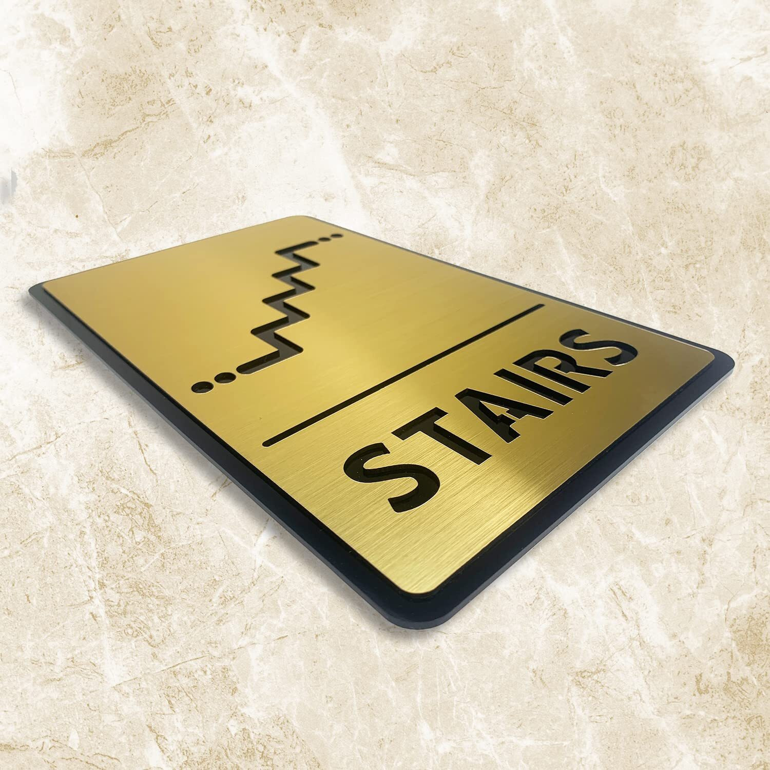 Vertical Root Inc Stairs Brush Steel Finish Self Adhesive Sign 5.5 Inch By 9 Inch, Mall Business Stores Cafe Shop Corporate Hospital Hotel School Office