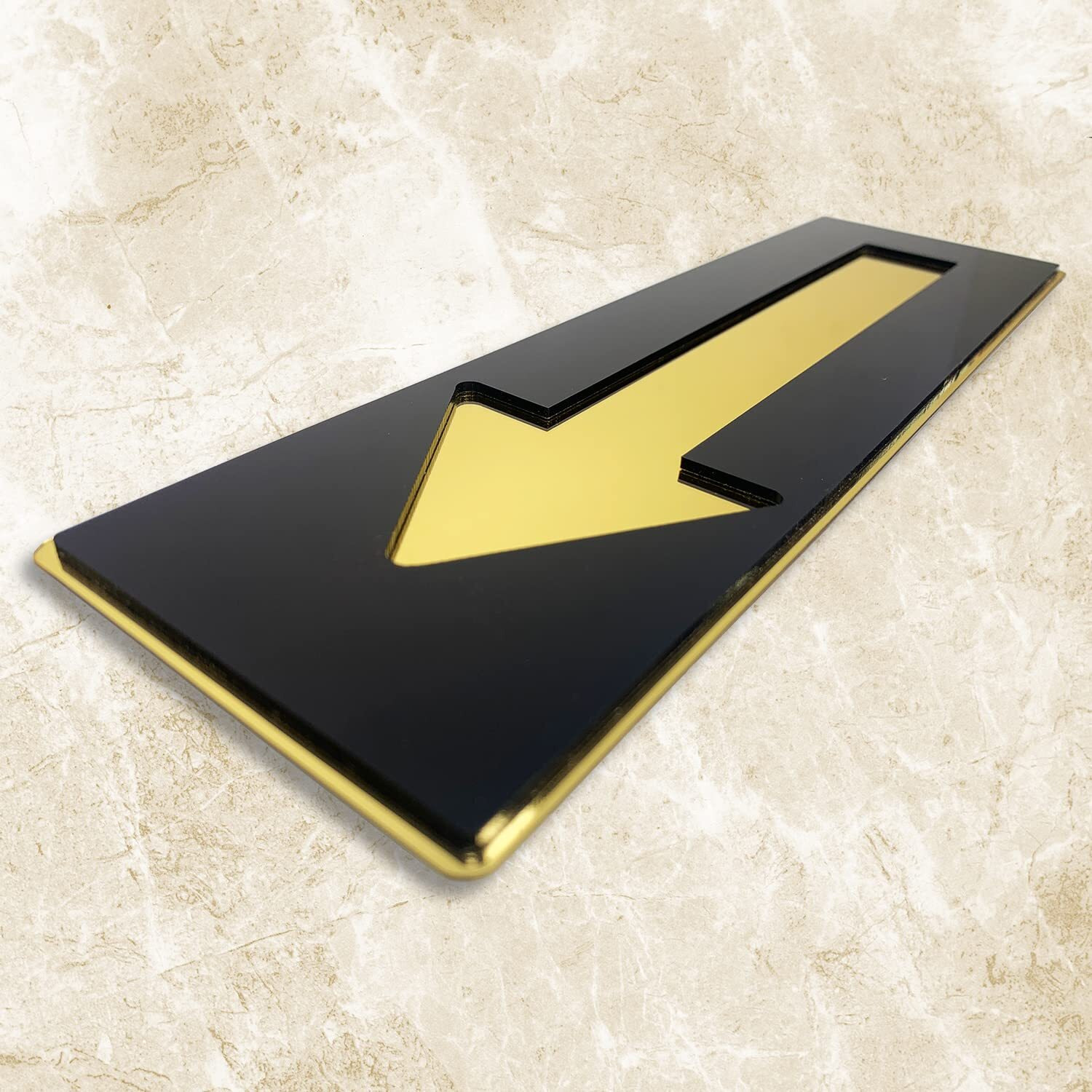 Vertical Root Inc Direction Sign Black Gold Self Adhesive Sign 10 Inch By 3 Inch For Corporate Mall Business Cafe Shop Stores Office Hospital Hotel School
