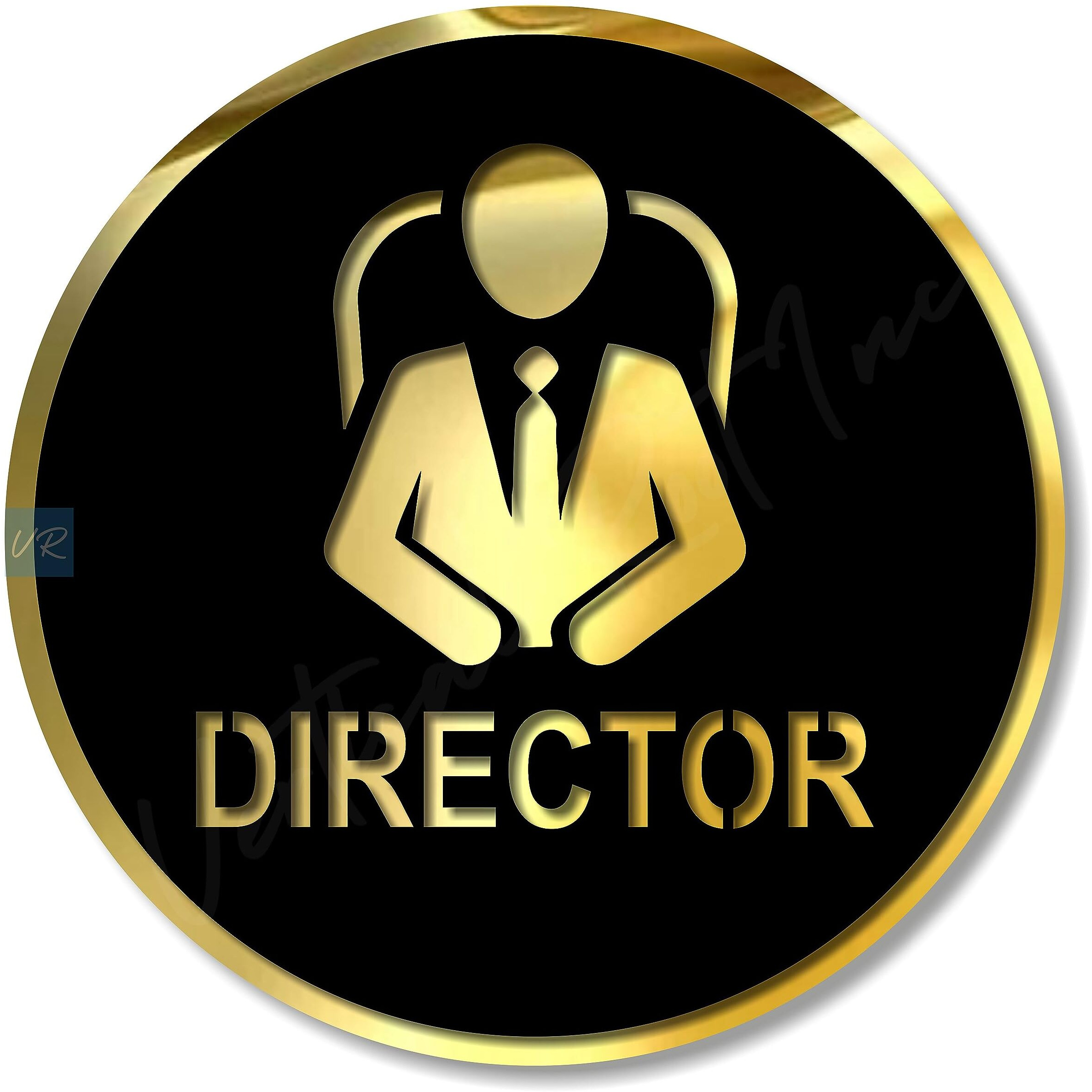 Vertical Root Inc Premium Black Gold Finish Acrylic Director Door Sign Easy To Mount 3M Self-Adhesive Tape Signage For Hotel Office Resort Society Corporate Business Hospital