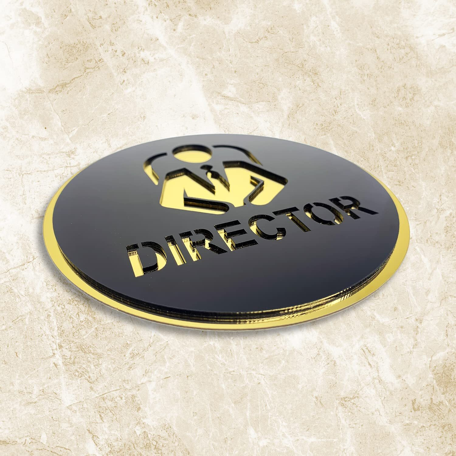 Vertical Root Inc Premium Black Gold Finish Acrylic Director Door Sign Easy To Mount 3M Self-Adhesive Tape Signage For Hotel Office Resort Society Corporate Business Hospital