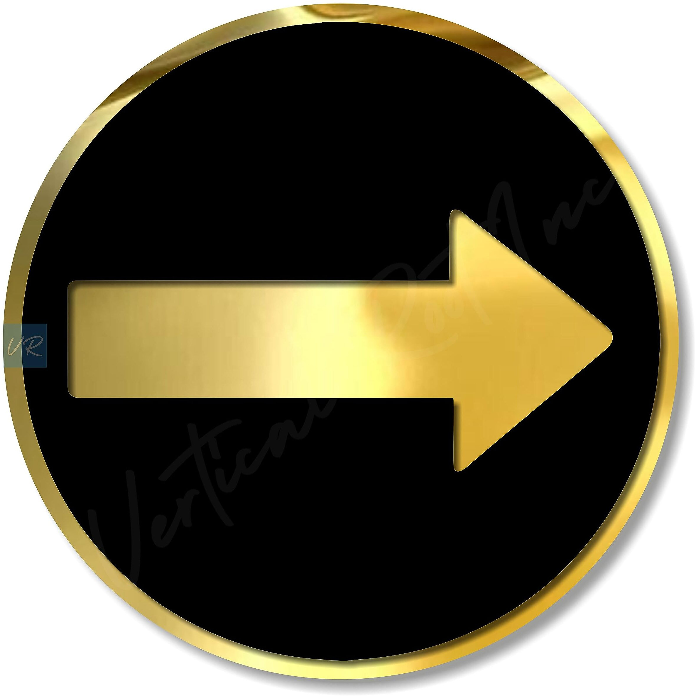 Vertical Root Inc Premium Black & Gold Finish Acrylic Direction Door Sign Easy To Mount Self-Adhesive 3M Tape, Signage For Office Hotel Society Resort Business Corporate Hospital