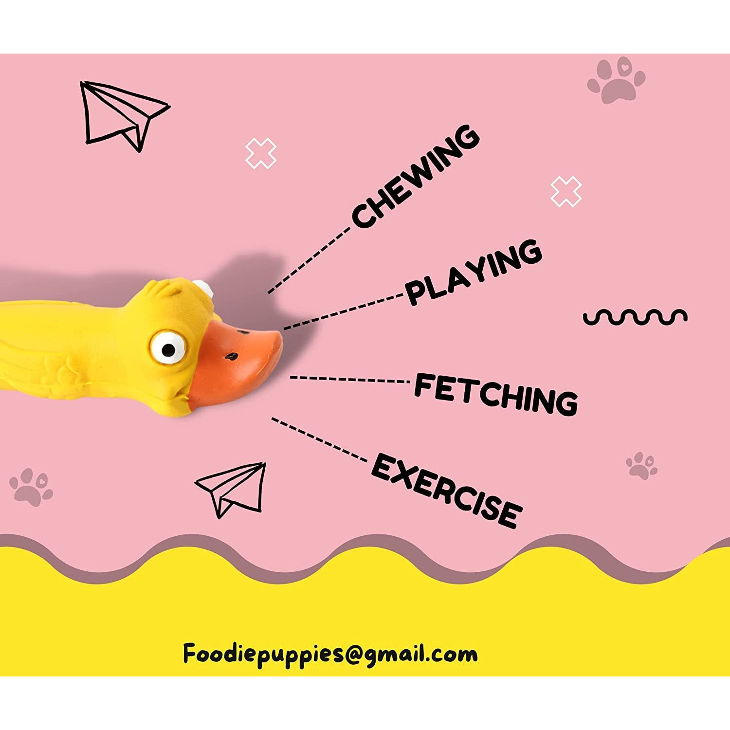 Foodie Puppies Latex Squeaky Dogs Toy | Non-Toxic, Soft Rubber, Interactive, Chewing, Teething, Fetch Play Toy For Small To Medium Dogs (Long Duck)