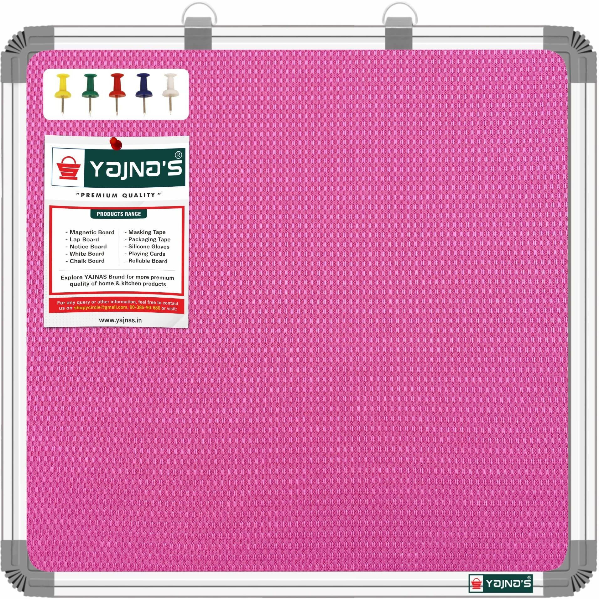 Yajnas 41X41 Cm Premium Material Pink Color Notice Board/Soft Board/Bulletin Board/Pin-Up Display Board With 50 Pins For Study Room, Office, School & Home Use