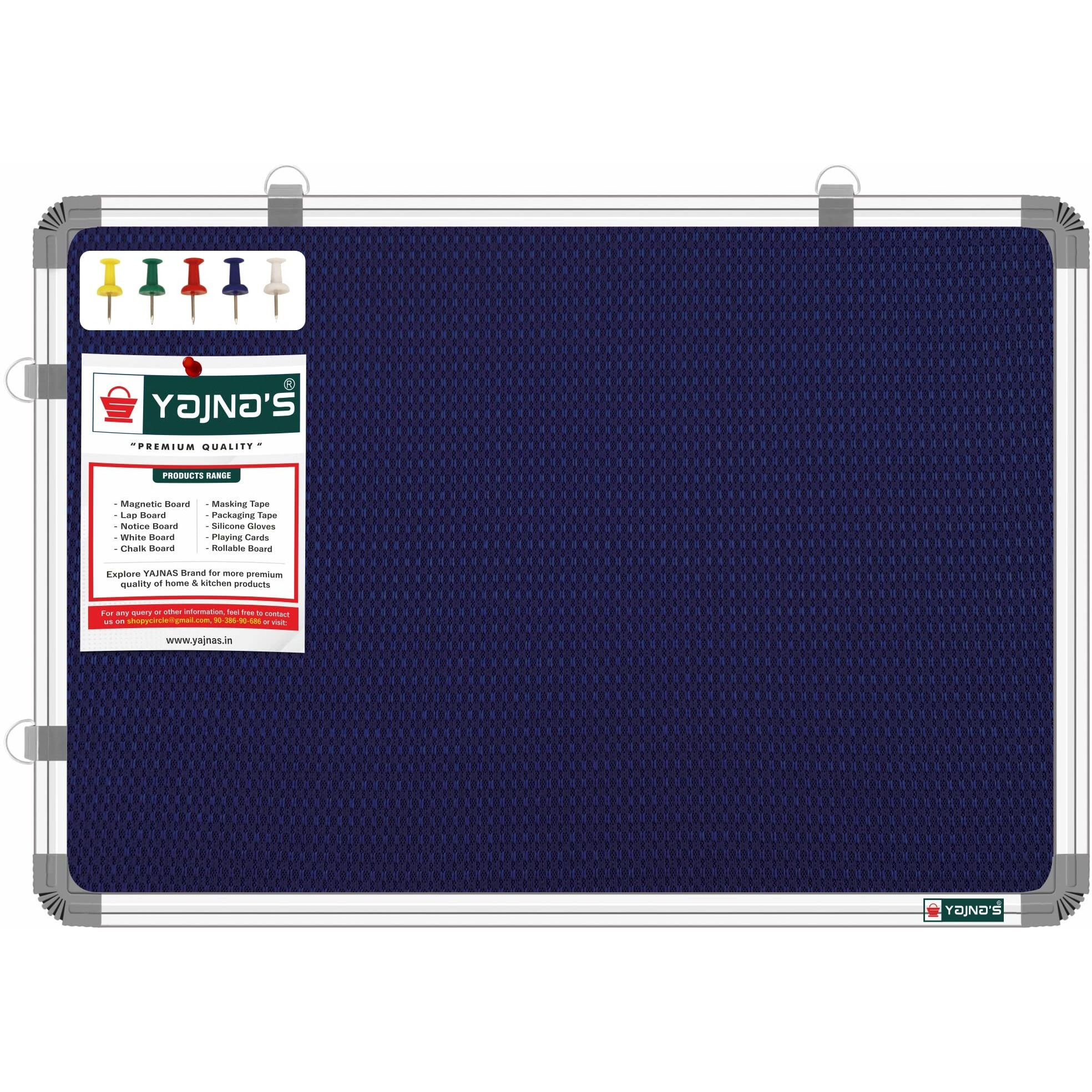 Yajnas 59X41 Cm Premium Material Blue Color Notice Board/Soft Board/Bulletin Board/Pin-Up Display Board With 50 Pins For Study Room, Office, School & Home Use