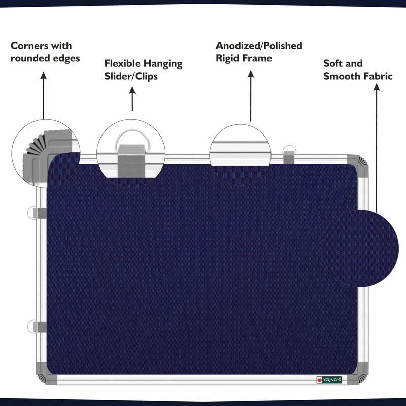 Yajnas 59X41 Cm Premium Material Blue Color Notice Board/Soft Board/Bulletin Board/Pin-Up Display Board With 50 Pins For Study Room, Office, School & Home Use