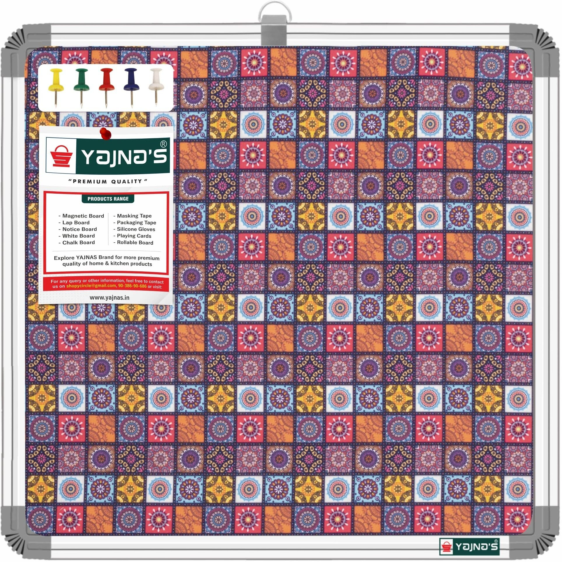 Yajnas 28X28 Cm Premium Material Rainbow Designed Notice Board/Soft Board/Bulletin Board/Pin-Up Display Board With 50 Pins For Study Room, Office, School & Home Use