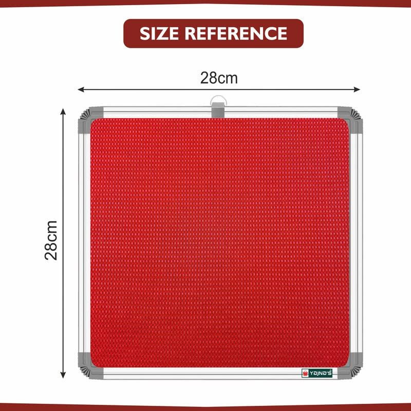 Yajnas 28X28 Cm Premium Material Red Color Notice Board/Soft Board/Bulletin Board/Pin-Up Display Board With 50 Pins For Study Room, Office, School & Home Use