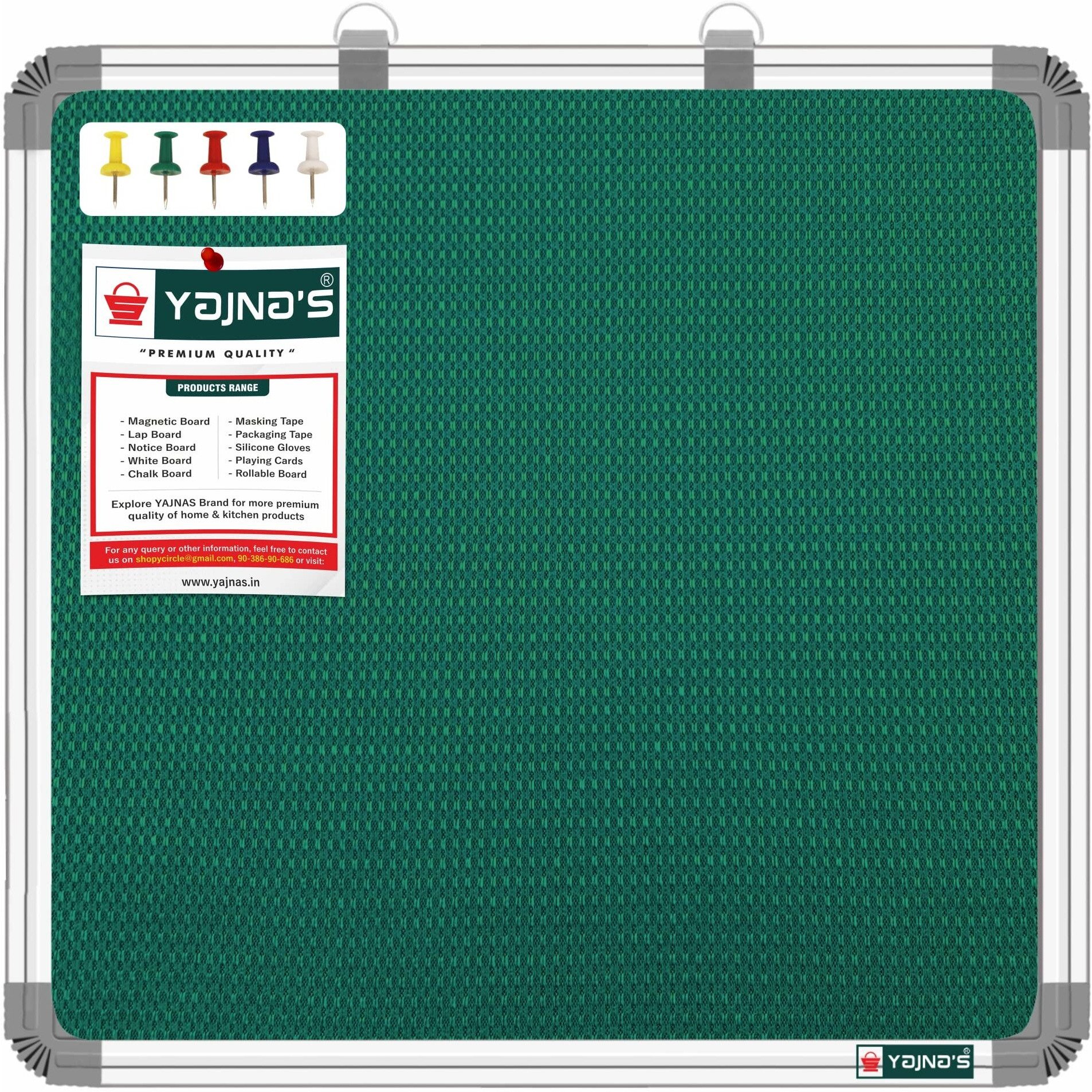Yajnas 59X59 Cm Premium Material Green Color Notice Board/Soft Board/Bulletin Board/Pin-Up Display Board With 50 Pins For Study Room, Office, School & Home Use