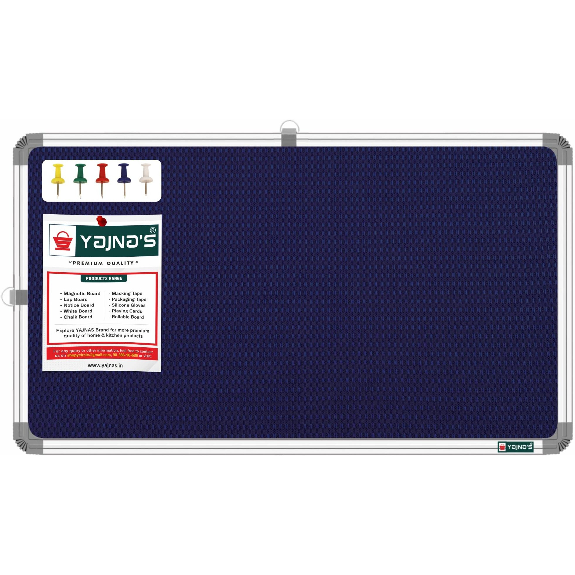 Yajnas 41X28 Cm Premium Material Blue Color Notice Board/Soft Board/Bulletin Board/Pin-Up Display Board With 50 Pins For Study Room, Office, School & Home Use