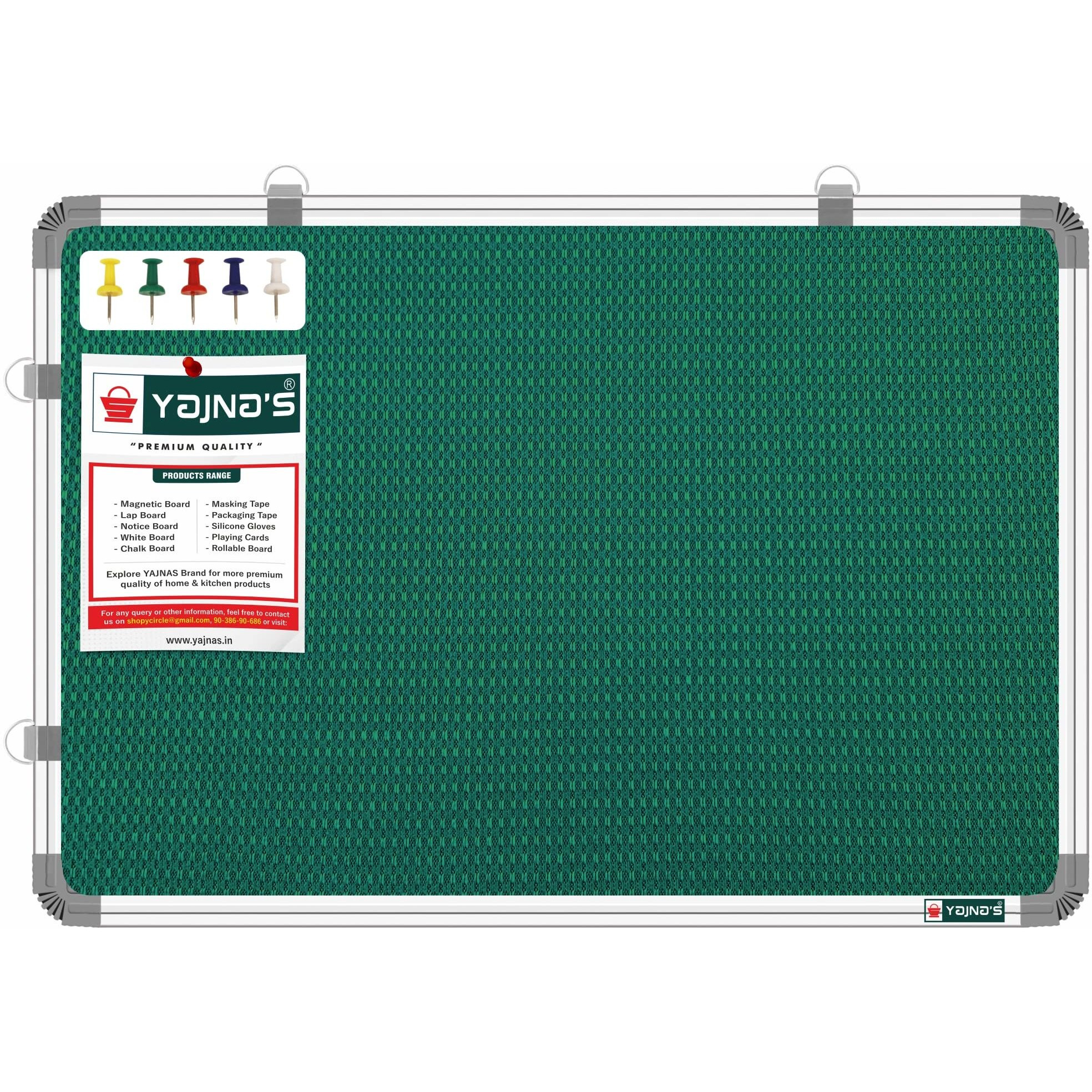 Yajnas 59X41 Cm Premium Material Green Color Notice Board/Soft Board/Bulletin Board/Pin-Up Display Board With 50 Pins For Study Room, Office, School & Home Use