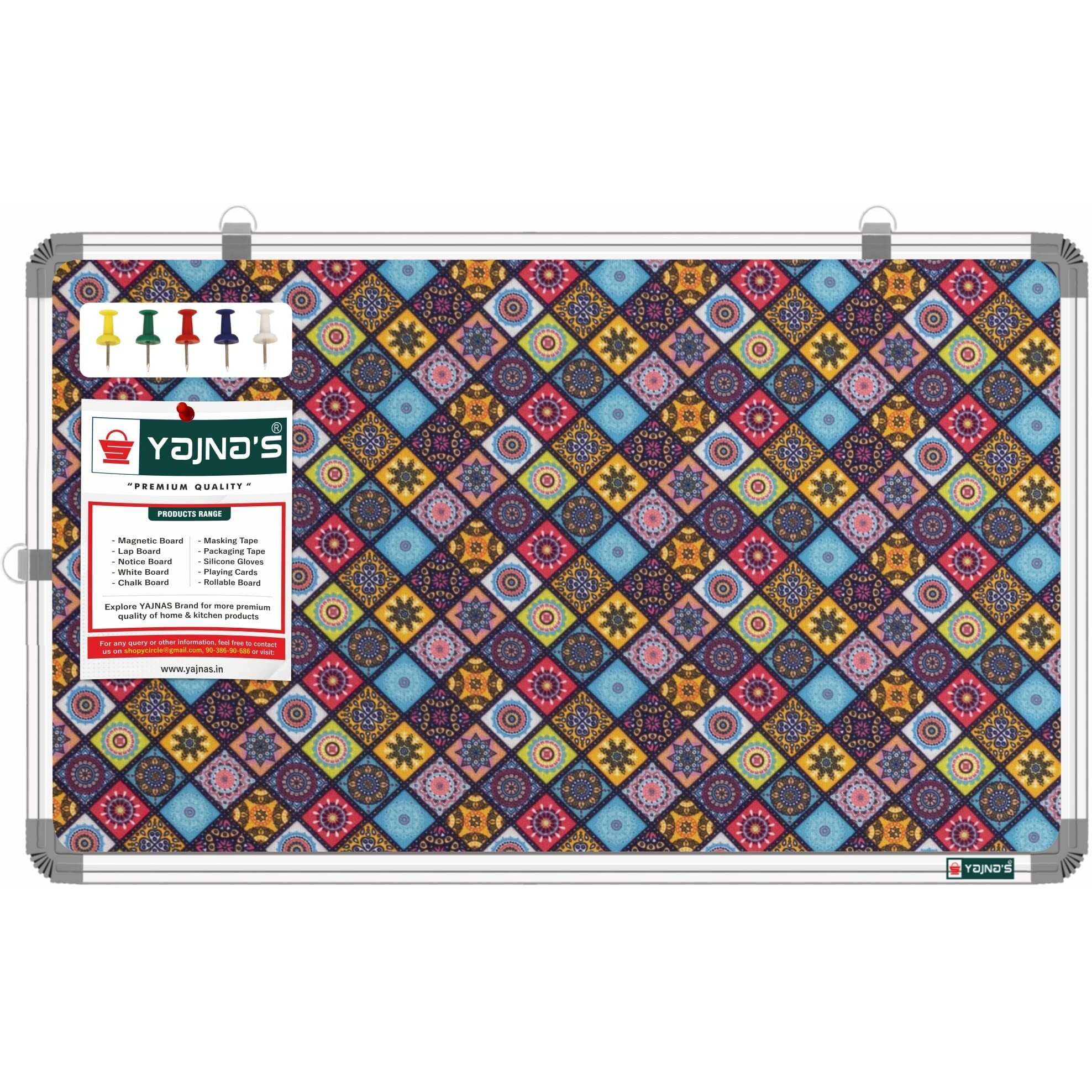 Yajnas 58.5X28 Cm Premium Material Golden Galaxy Designed Notice Board/Soft Board/Bulletin Board/Pin-Up Display Board With 50 Pins For Study Room, Office, School & Home Use