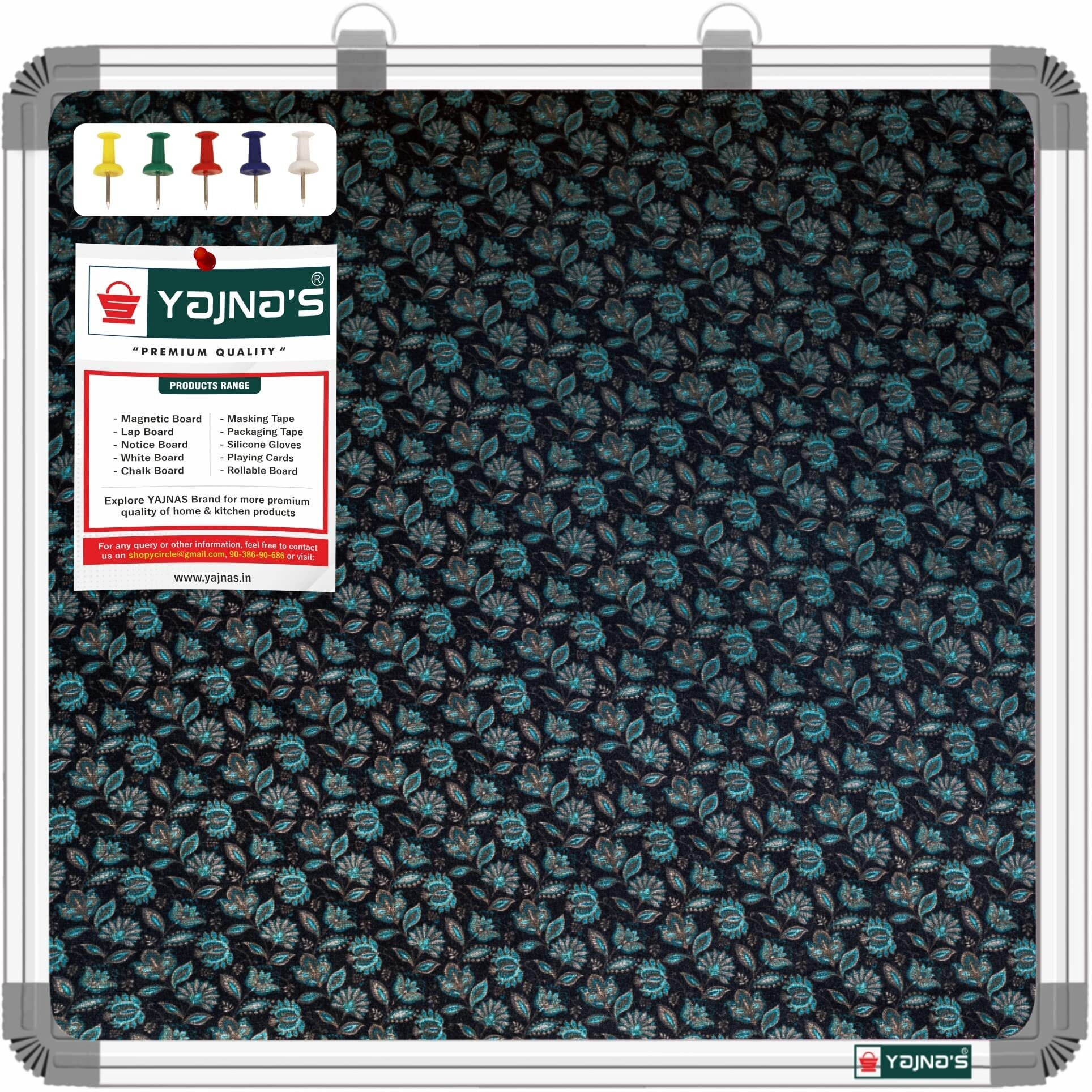 Yajnas 41X41 Cm Premium Material Blossom Blue Designed Notice Board/Soft Board/Bulletin Board/Pin-Up Display Board With 50 Pins For Study Room, Office, School & Home Use