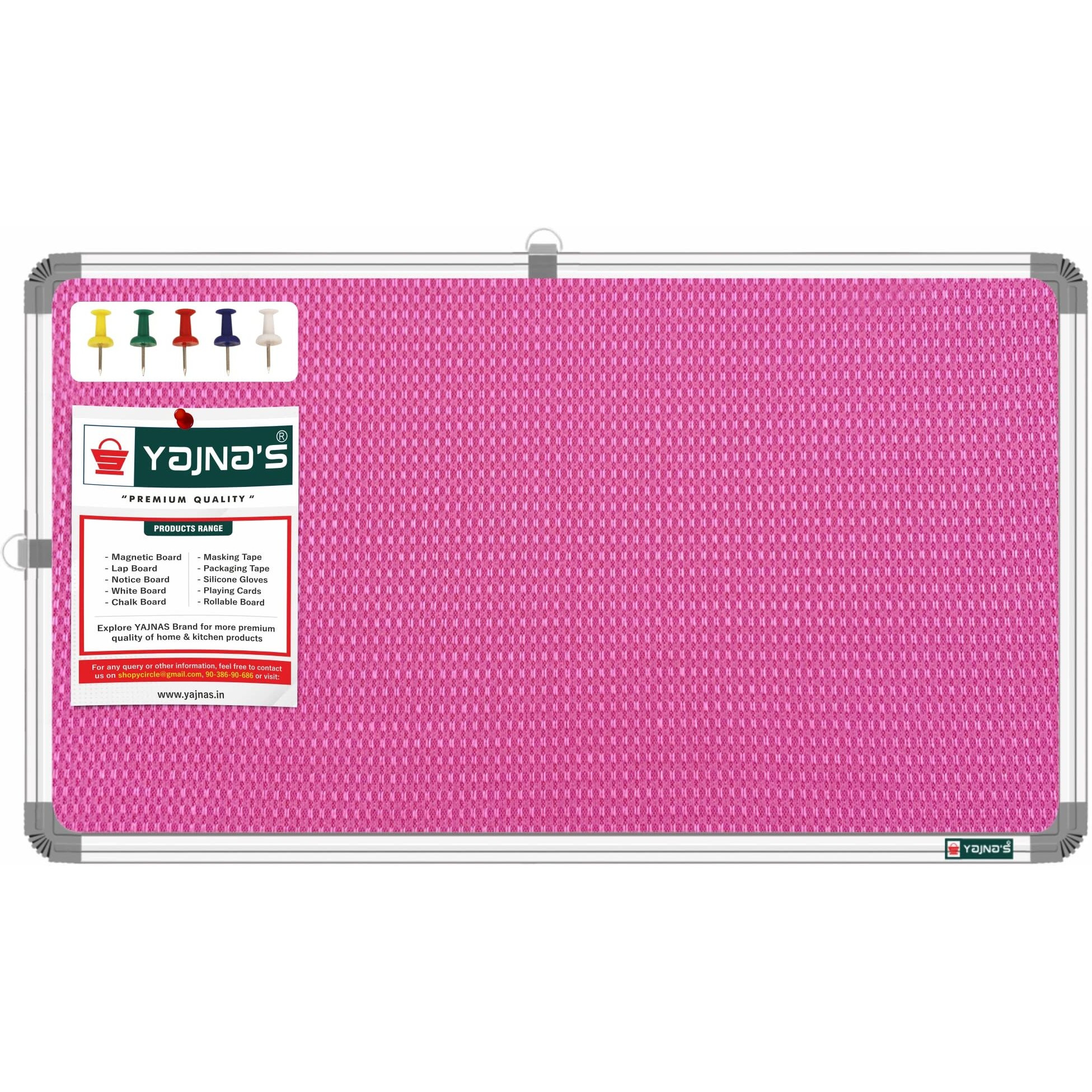 Yajnas 41X28 Cm Premium Material Pink Color Notice Board/Soft Board/Bulletin Board/Pin-Up Display Board With 50 Pins For Study Room, Office, School & Home Use