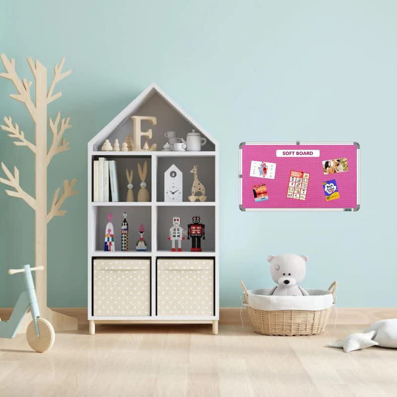 Yajnas 41X28 Cm Premium Material Pink Color Notice Board/Soft Board/Bulletin Board/Pin-Up Display Board With 50 Pins For Study Room, Office, School & Home Use