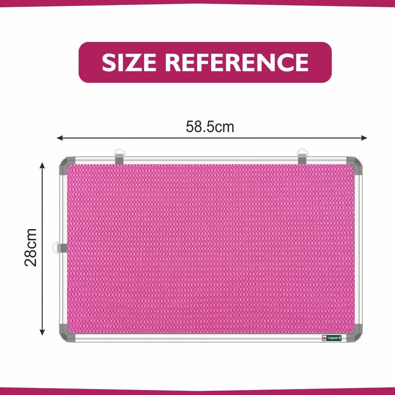 Yajnas 58.5X28 Cm Premium Material Pink Color Notice Board/Soft Board/Bulletin Board/Pin-Up Display Board With 50 Pins For Study Room, Office, School & Home Use