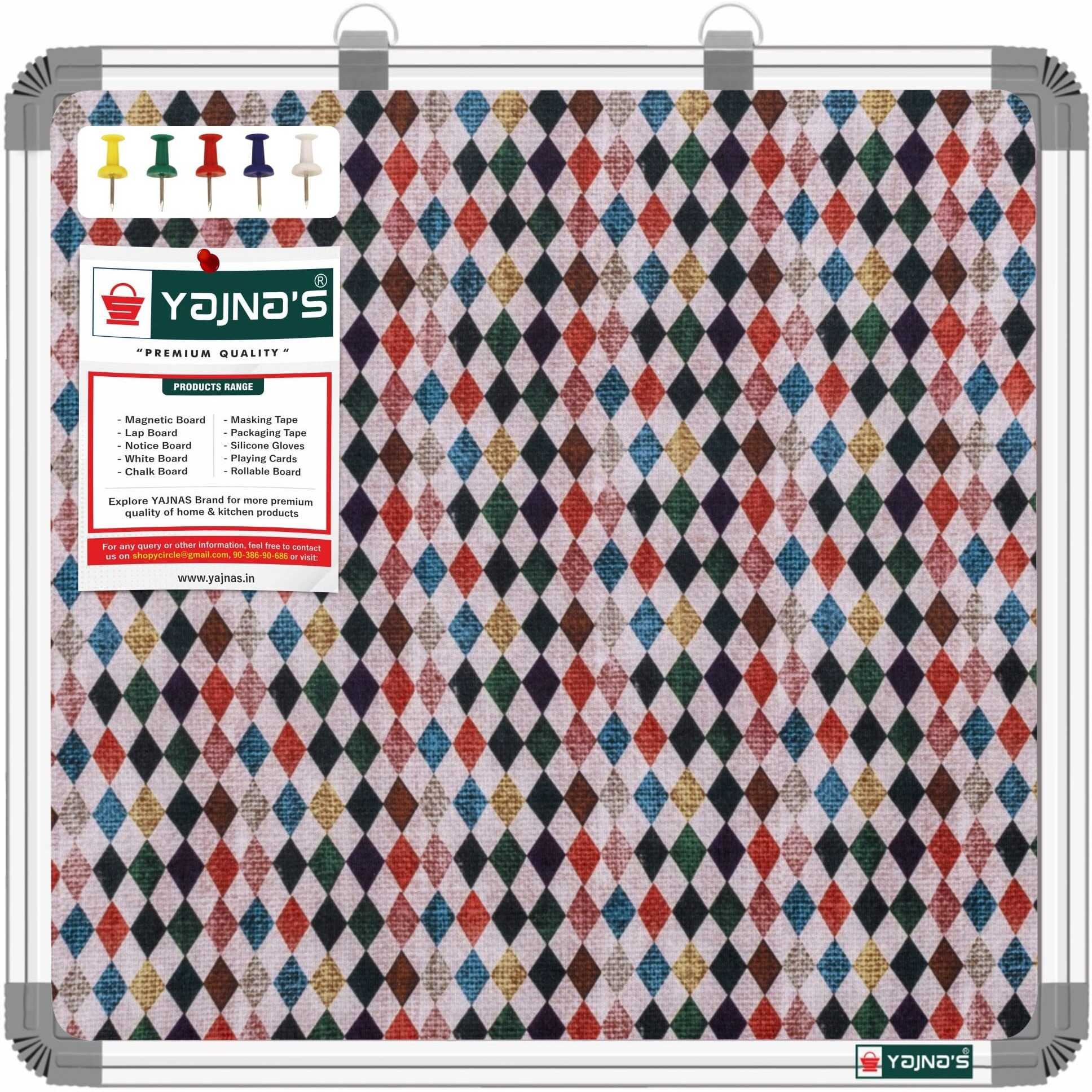 Yajnas 41X41 Cm Premium Material Diamond Dews Designed Notice Board/Soft Board/Bulletin Board/Pin-Up Display Board With 50 Pins For Study Room, Office, School & Home Use