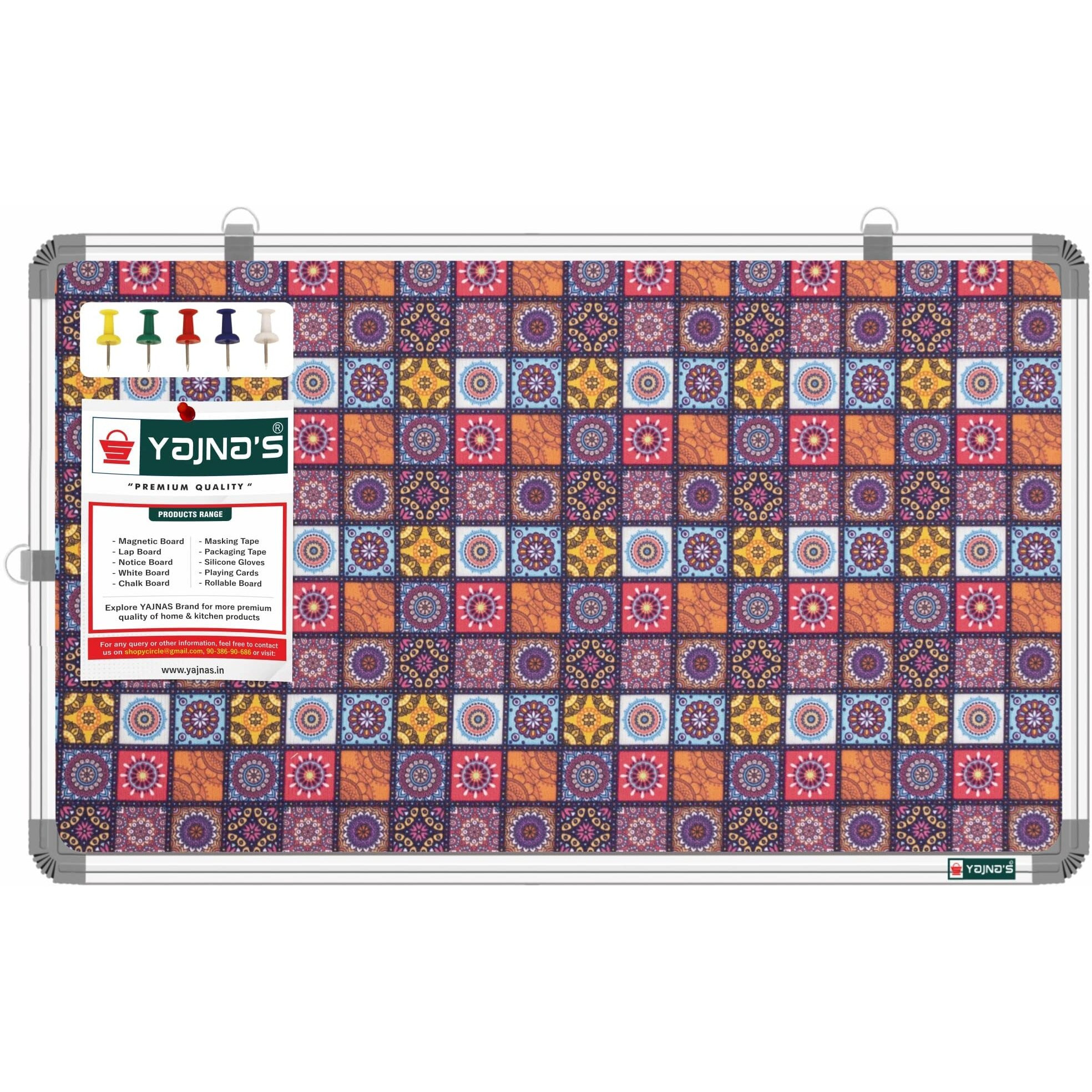 Yajnas 58.5X28 Cm Premium Material Rainbow Designed Notice Board/Soft Board/Bulletin Board/Pin-Up Display Board With 50 Pins For Study Room, Office, School & Home Use