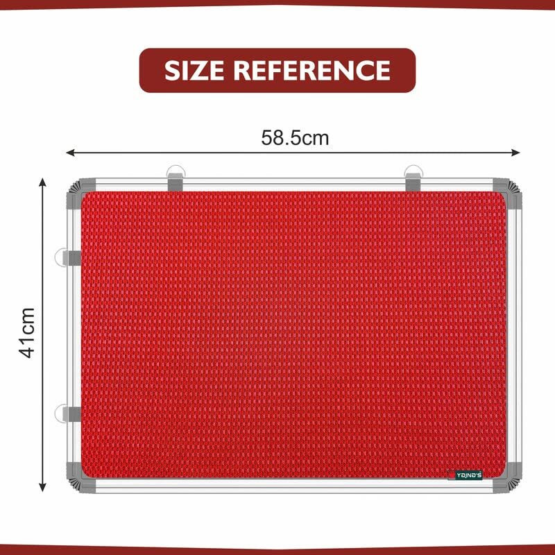 Yajnas 59X41 Cm Premium Material Red Color Notice Board/Soft Board/Bulletin Board/Pin-Up Display Board With 50 Pins For Study Room, Office, School & Home Use