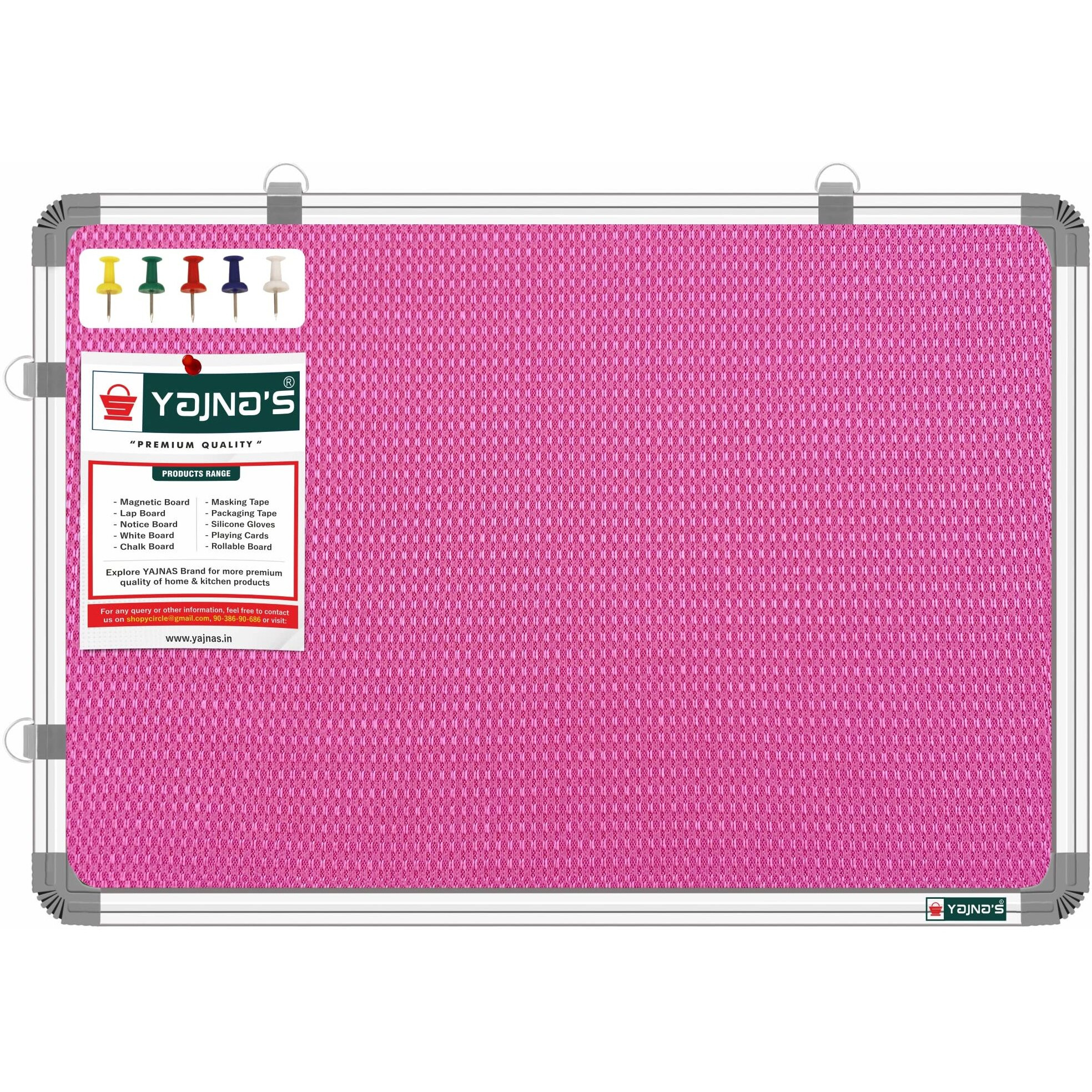 Yajnas 59X41 Cm Premium Material Pink Color Notice Board/Soft Board/Bulletin Board/Pin-Up Display Board With 50 Pins For Study Room, Office, School & Home Use