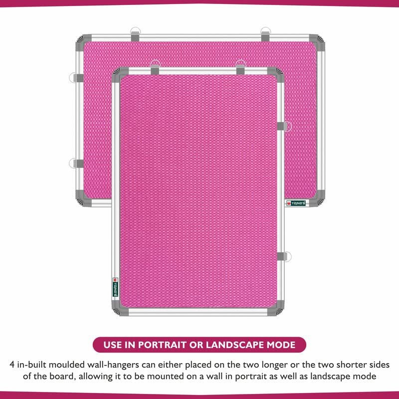 Yajnas 59X41 Cm Premium Material Pink Color Notice Board/Soft Board/Bulletin Board/Pin-Up Display Board With 50 Pins For Study Room, Office, School & Home Use