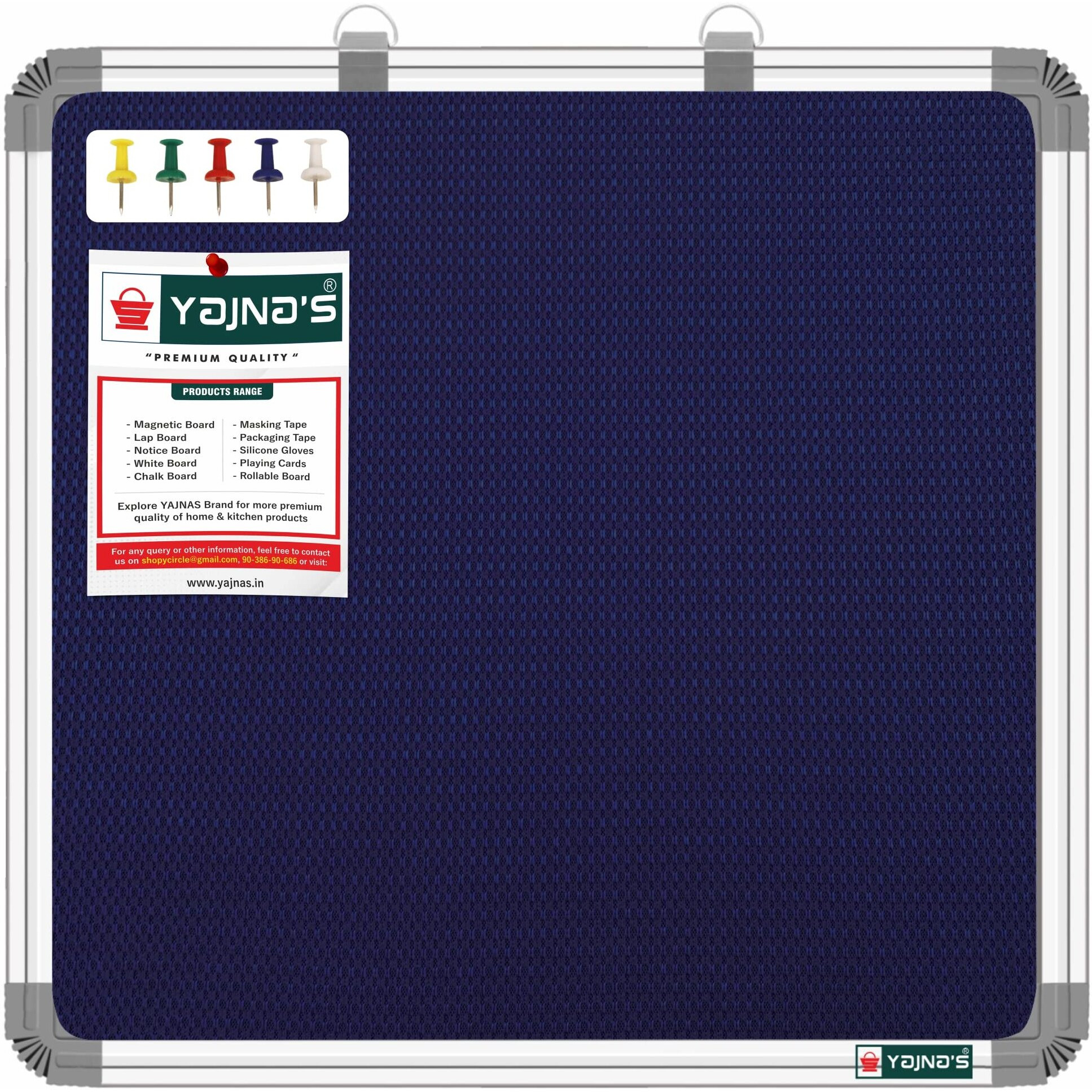 Yajnas 59X59 Cm Premium Material Blue Color Notice Board/Soft Board/Bulletin Board/Pin-Up Display Board With 50 Pins For Study Room, Office, School & Home Use
