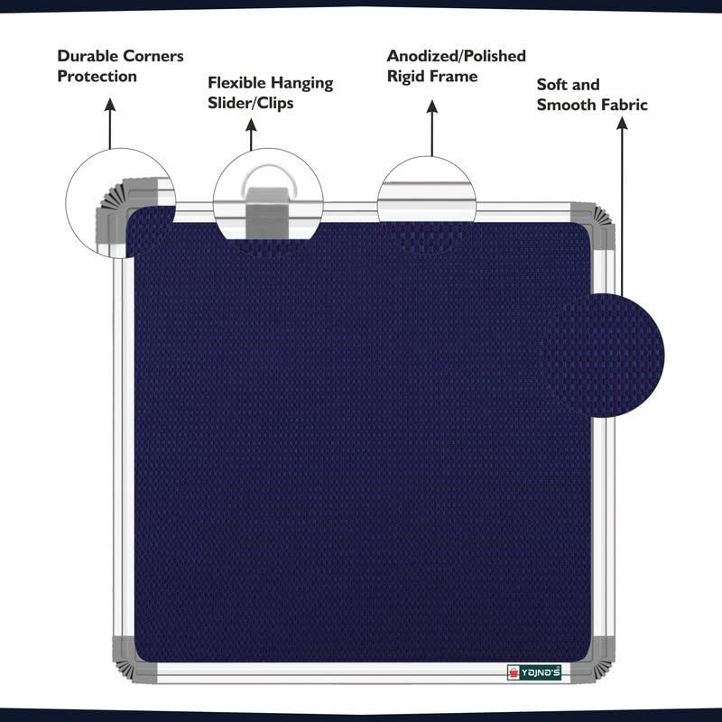 Yajnas 59X59 Cm Premium Material Blue Color Notice Board/Soft Board/Bulletin Board/Pin-Up Display Board With 50 Pins For Study Room, Office, School & Home Use