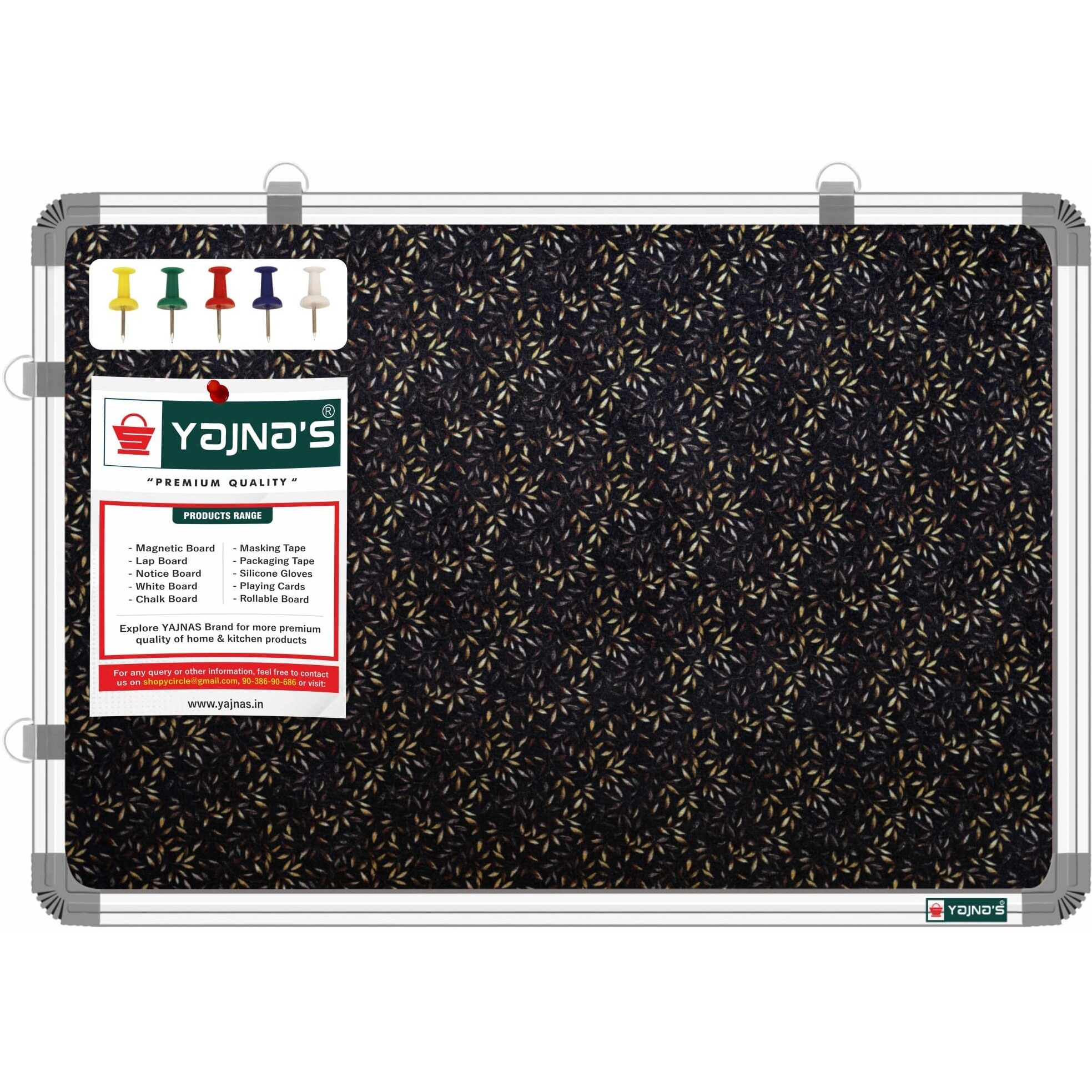 Yajnas 59X41 Cm Premium Material Golden Glow Designed Notice Board/Soft Board/Bulletin Board/Pin-Up Display Board With 50 Pins For Study Room, Office, School & Home Use