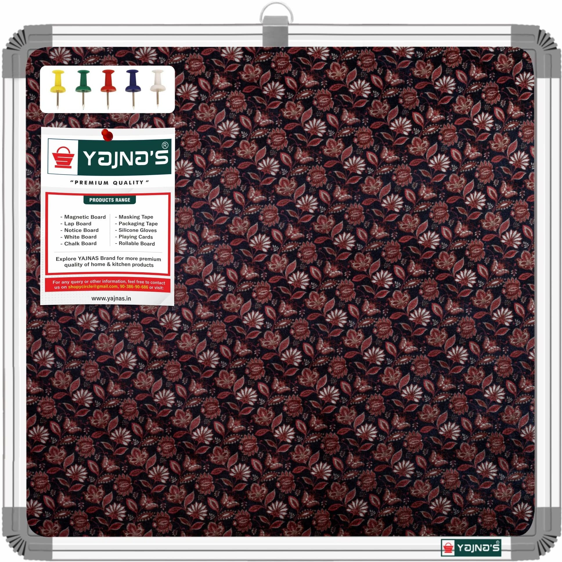 Yajnas 28X28 Cm Premium Material Rosy Red Designed Notice Board/Soft Board/Bulletin Board/Pin-Up Display Board With 50 Pins For Study Room, Office, School & Home Use