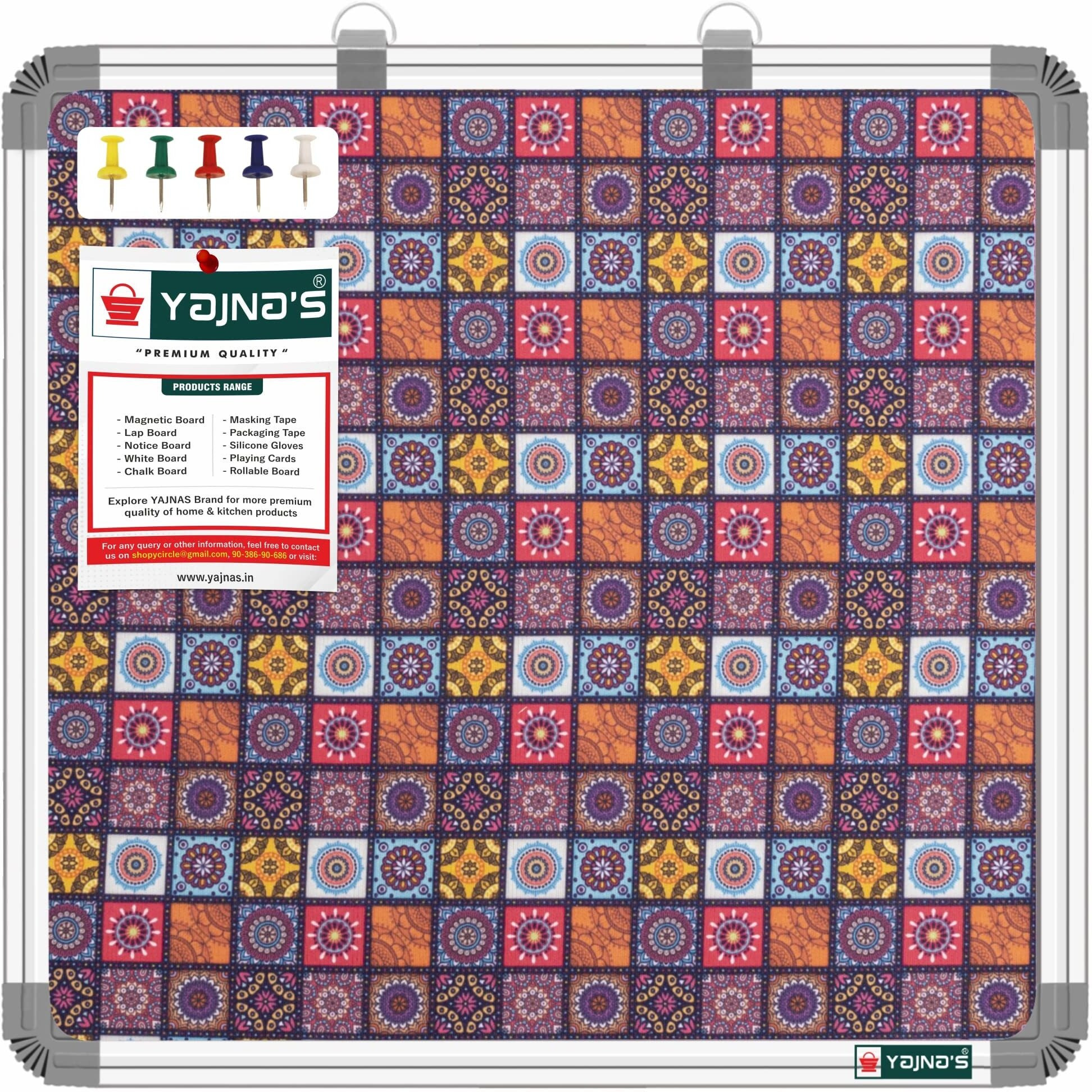 Yajnas 41X41 Cm Premium Material Rainbow Designed Notice Board/Soft Board/Bulletin Board/Pin-Up Display Board With 50 Pins For Study Room, Office, School & Home Use
