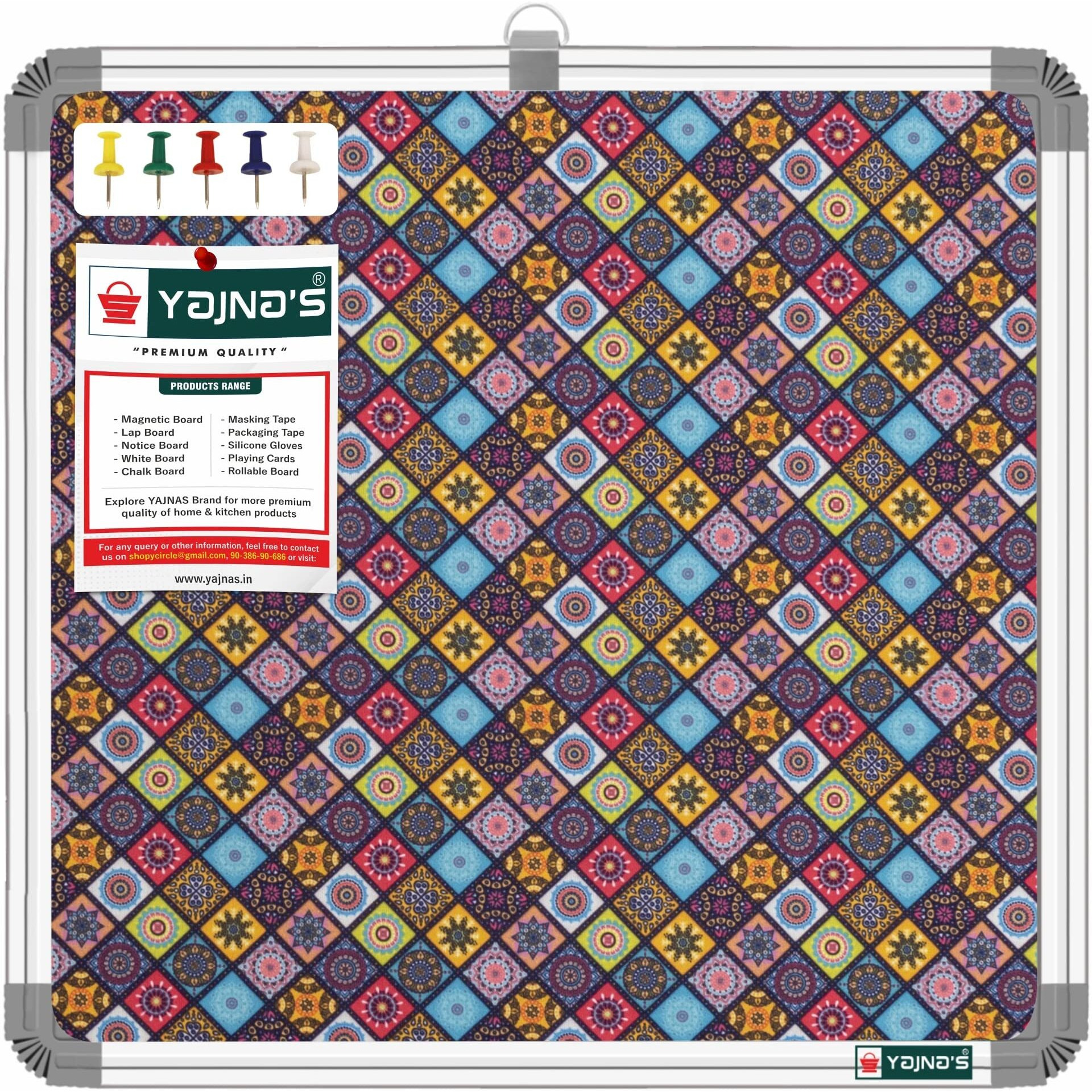 Yajnas 28X28 Cm Premium Material Golden Galaxy Designed Notice Board/Soft Board/Bulletin Board/Pin-Up Display Board With 50 Pins For Study Room, Office, School & Home Use