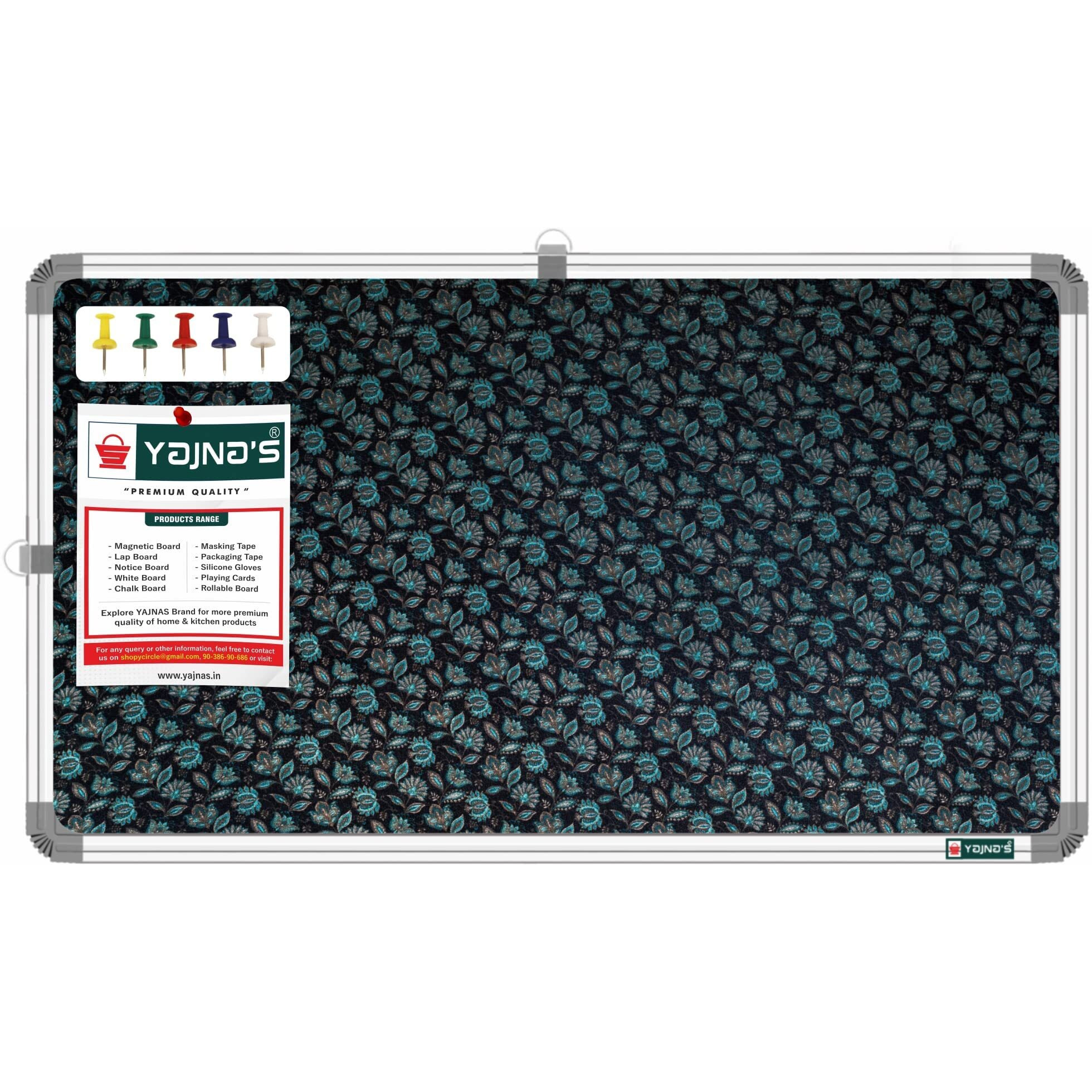 Yajnas 41X28 Cm Premium Material Blossom Blue Designed Notice Board/Soft Board/Bulletin Board/Pin-Up Display Board With 50 Pins For Study Room, Office, School & Home Use