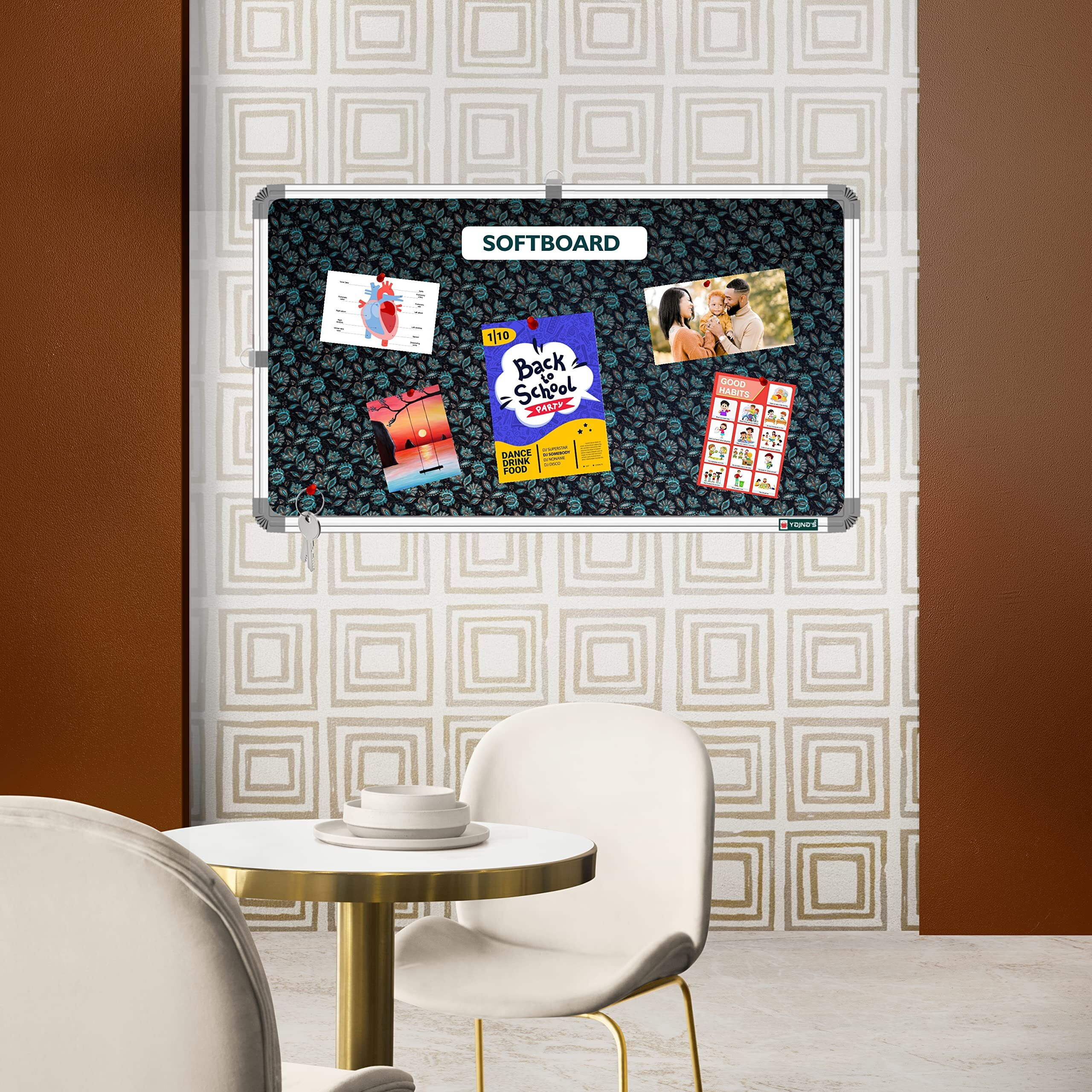Yajnas 41X28 Cm Premium Material Blossom Blue Designed Notice Board/Soft Board/Bulletin Board/Pin-Up Display Board With 50 Pins For Study Room, Office, School & Home Use